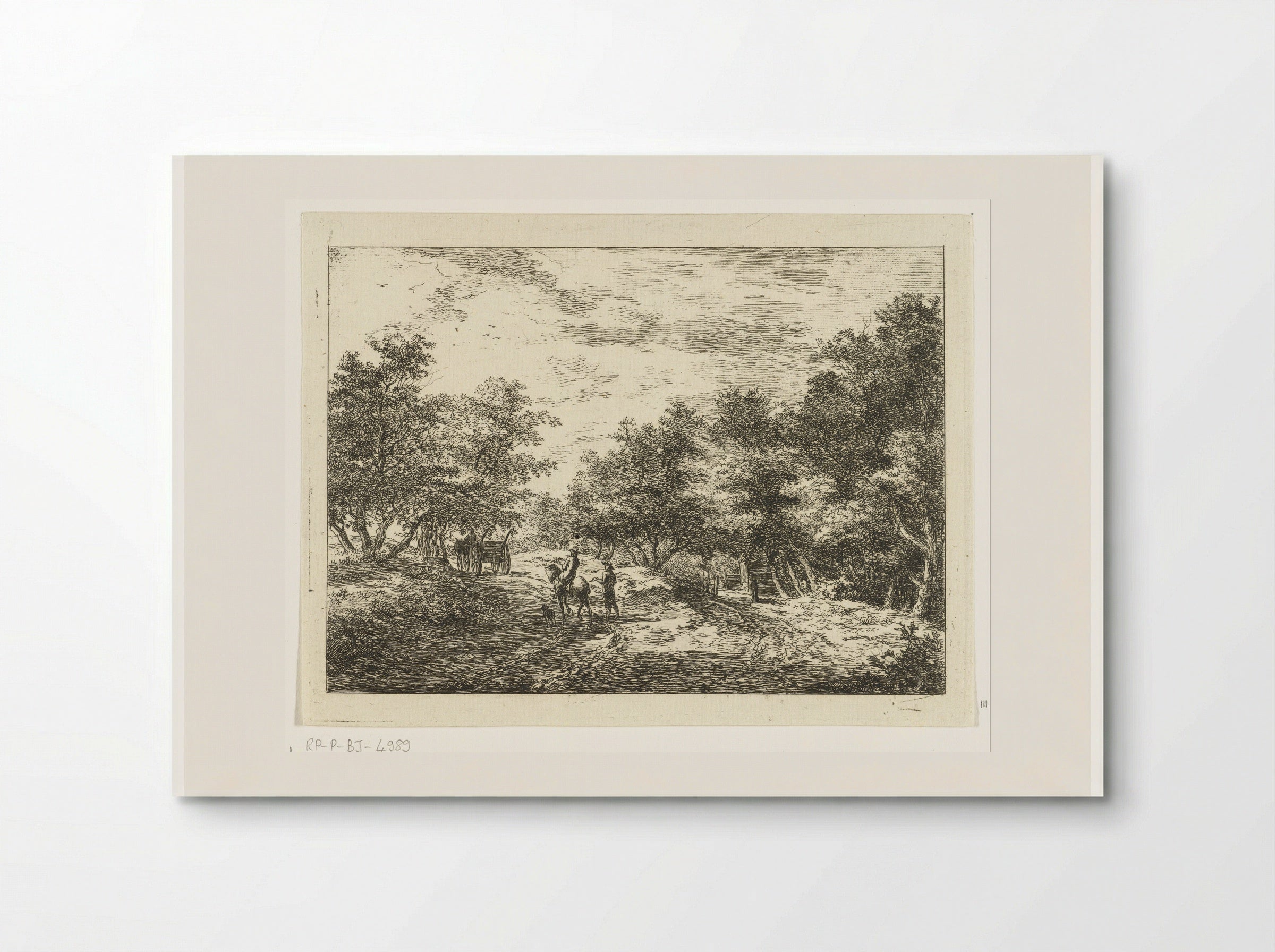 Pad door het bos met wagen, wandelaar en ruiter - Hermanus van Brussel - Poster