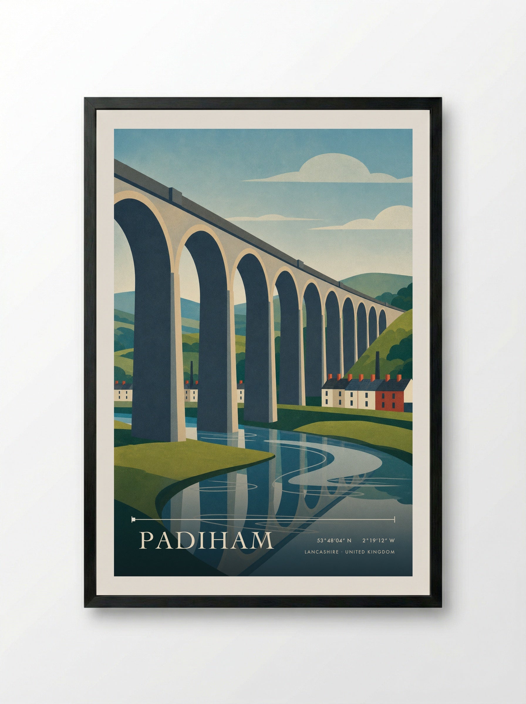Padiham Lancashire United Kingdom Travel Poster - Framed Print Black