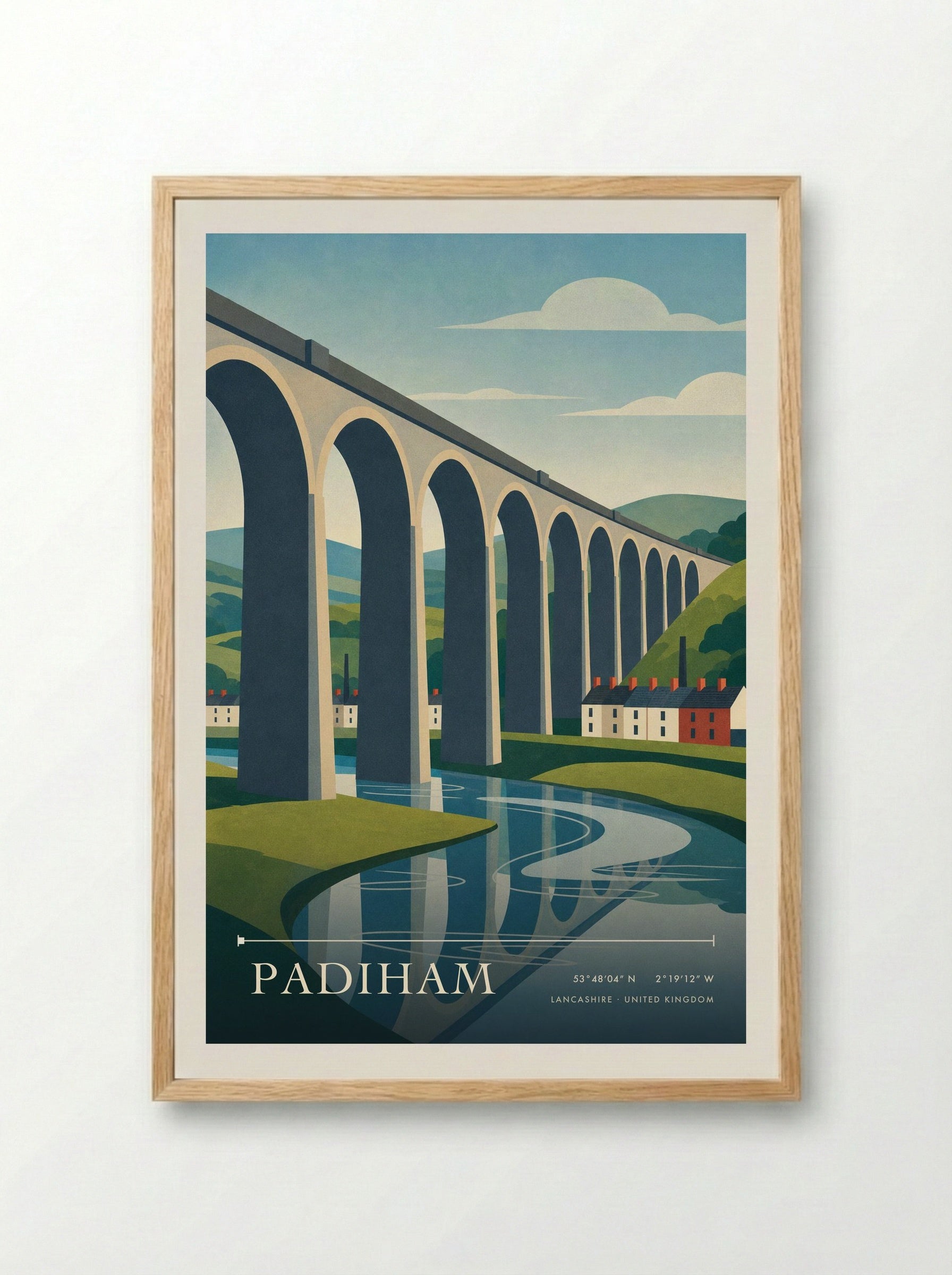 Padiham Lancashire United Kingdom Travel Poster - Framed Print Wood