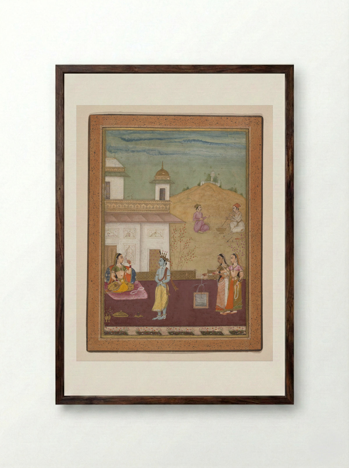 Page from a Dispersed Rasikapriya (Lover's Breviary) - Nuruddin - Framed Print Dark Wood