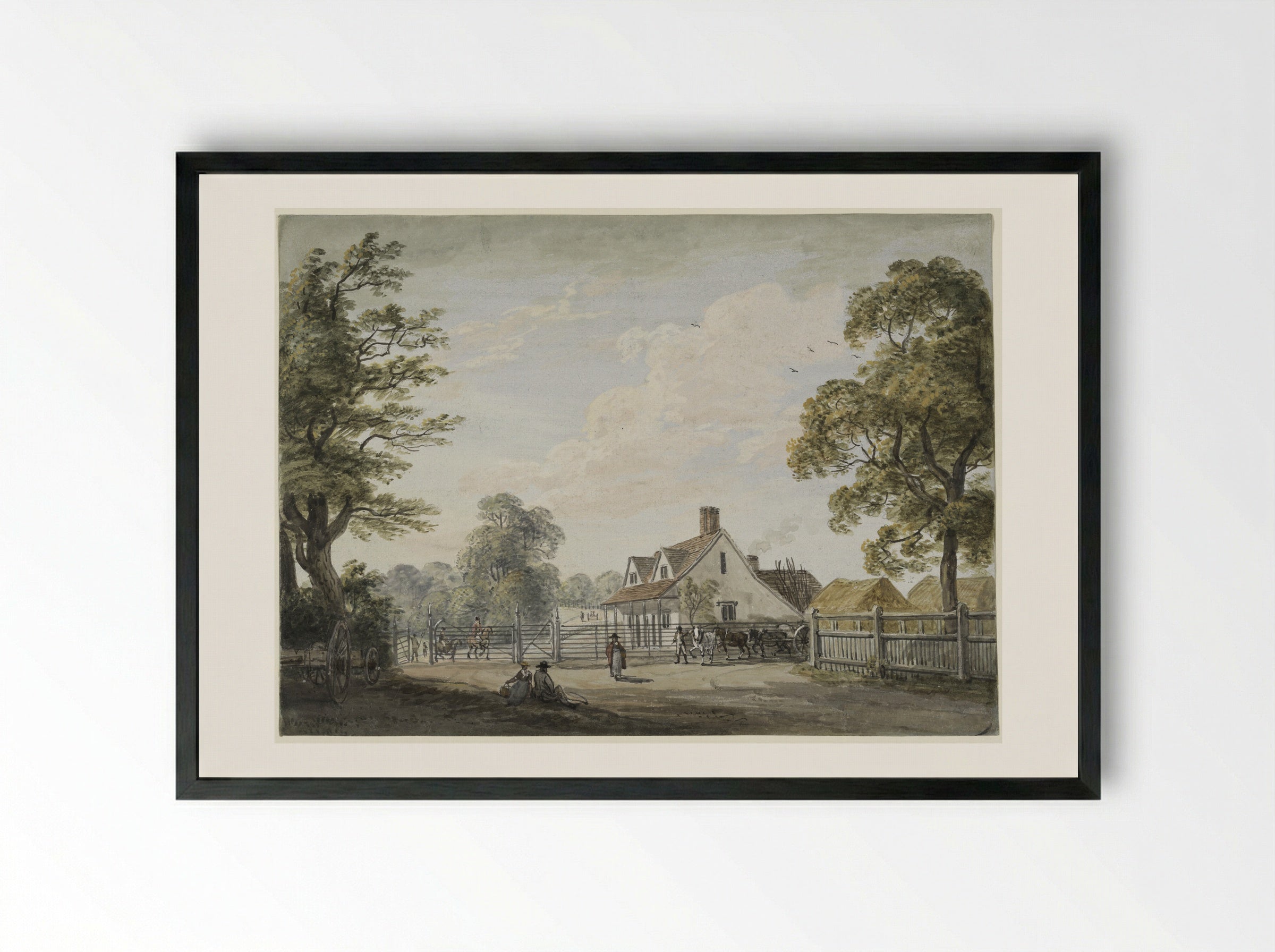 Page's Farm, Easton Park, Essex - Paul Sandby - Framed Print Black
