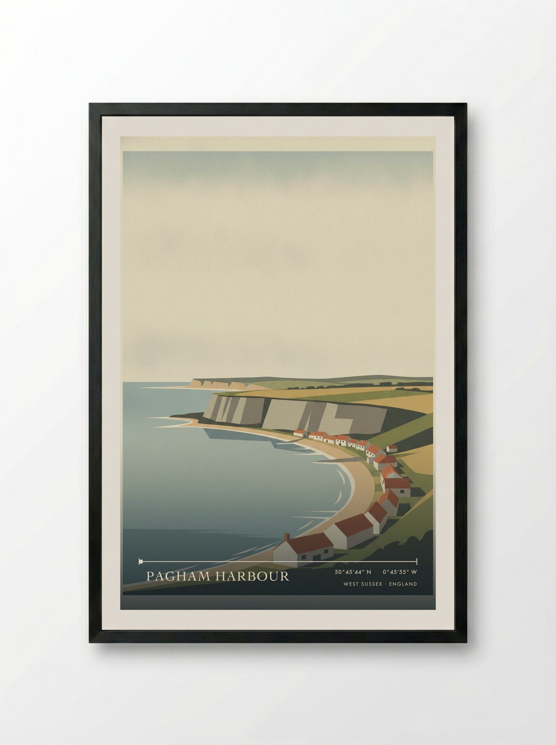 Pagham Harbour West Sussex England Travel Poster - Framed Print Black