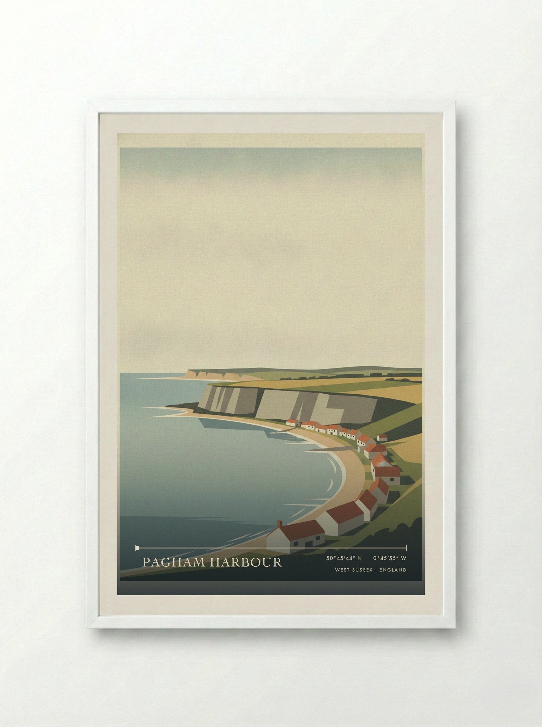 Pagham Harbour West Sussex England Travel Poster - Framed Print White