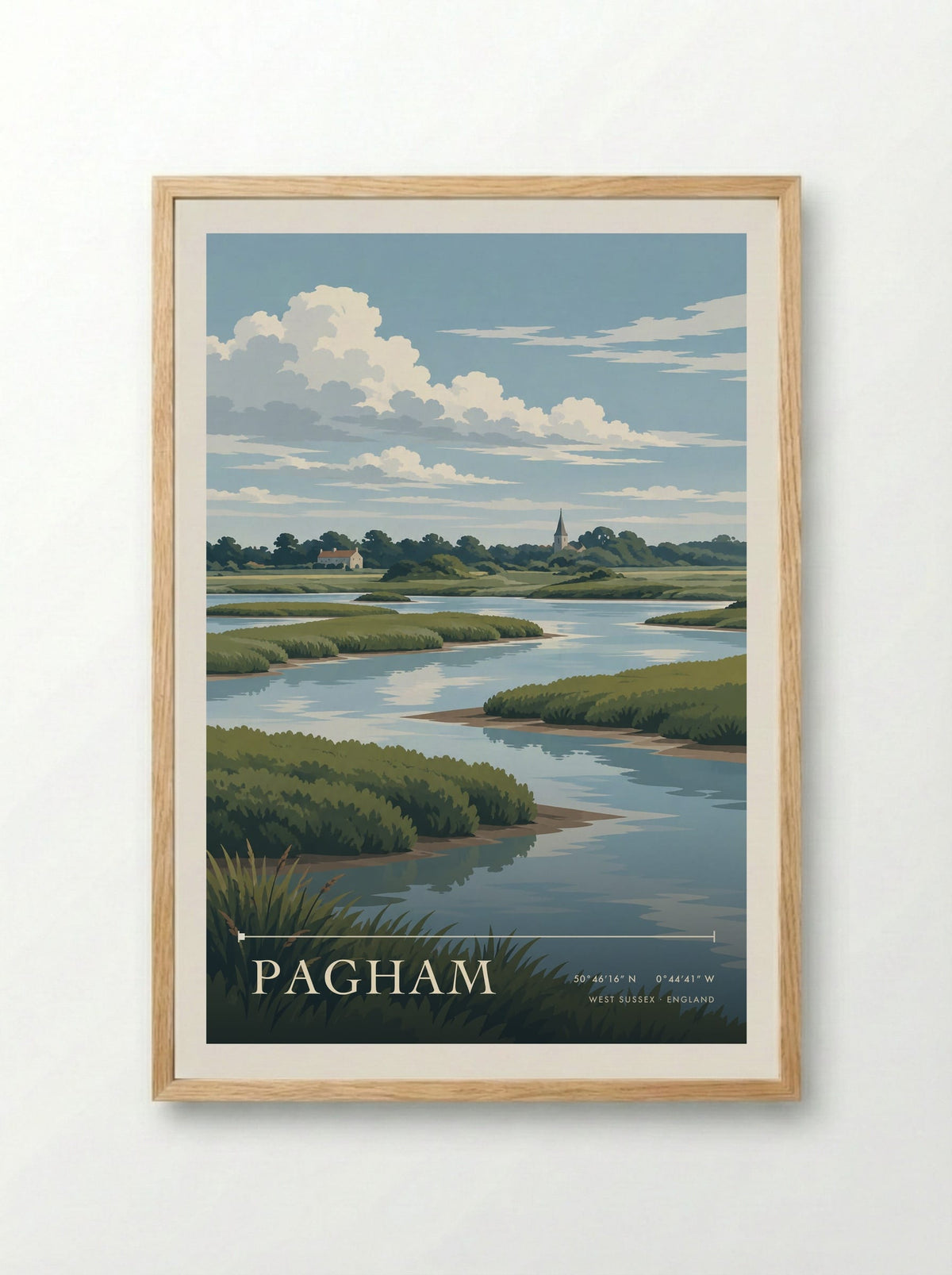 Pagham, West Sussex | Travel Poster - Framed Print Wood