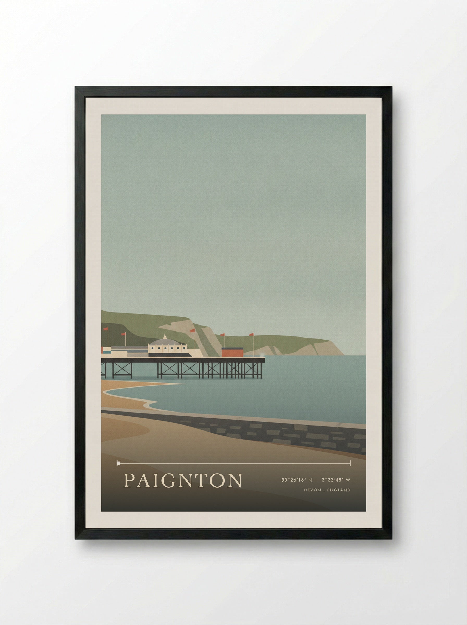 Paignton Devon England Travel Poster - Framed Print Black