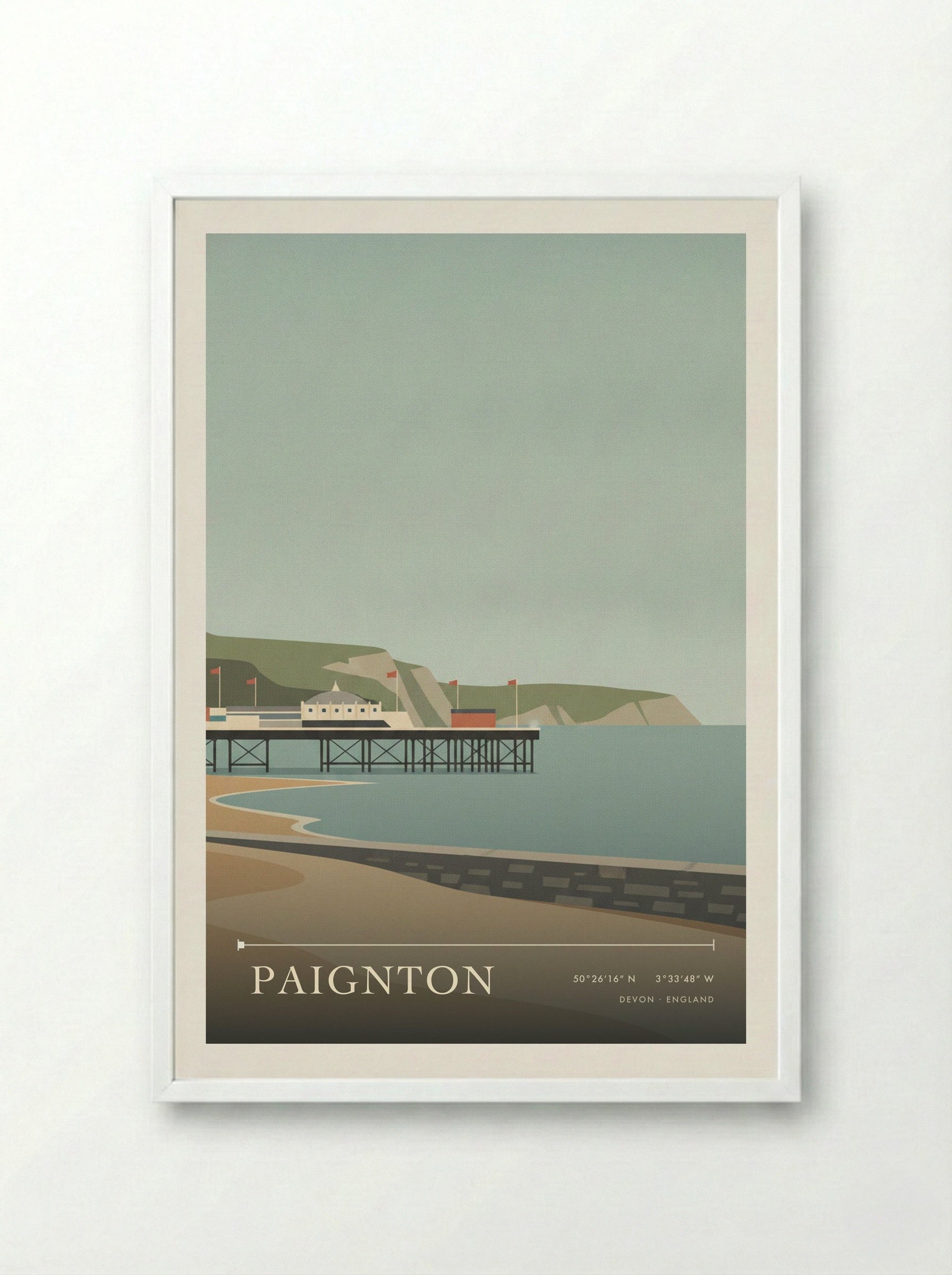 Paignton Devon England Travel Poster - Framed Print White