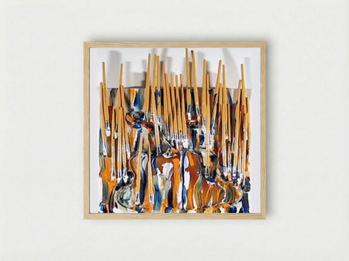 Paintbrushes & Violin (II) - Arman - Framed Print Wood