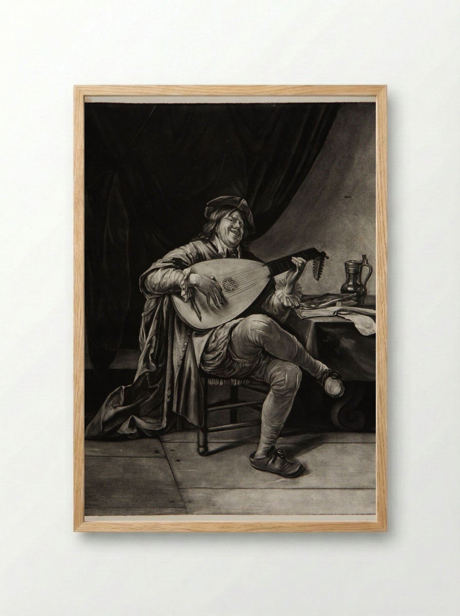 Painter Playing the Lute - Jacobus Gole - Framed Print Wood