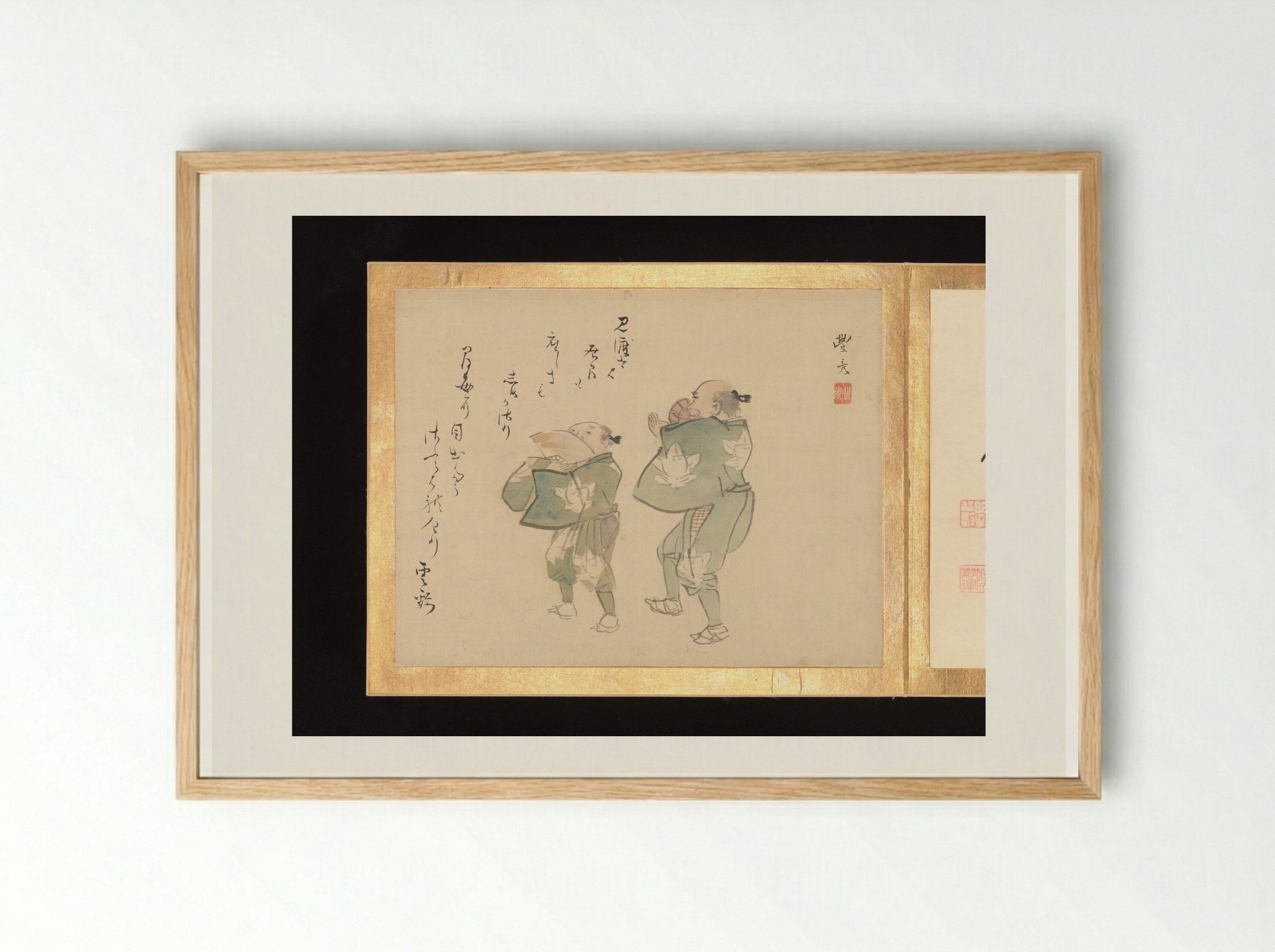 Painting Album of Sublime Talent (Two Figures Dancing) - Utagawa Toyohiro - Framed Print Wood