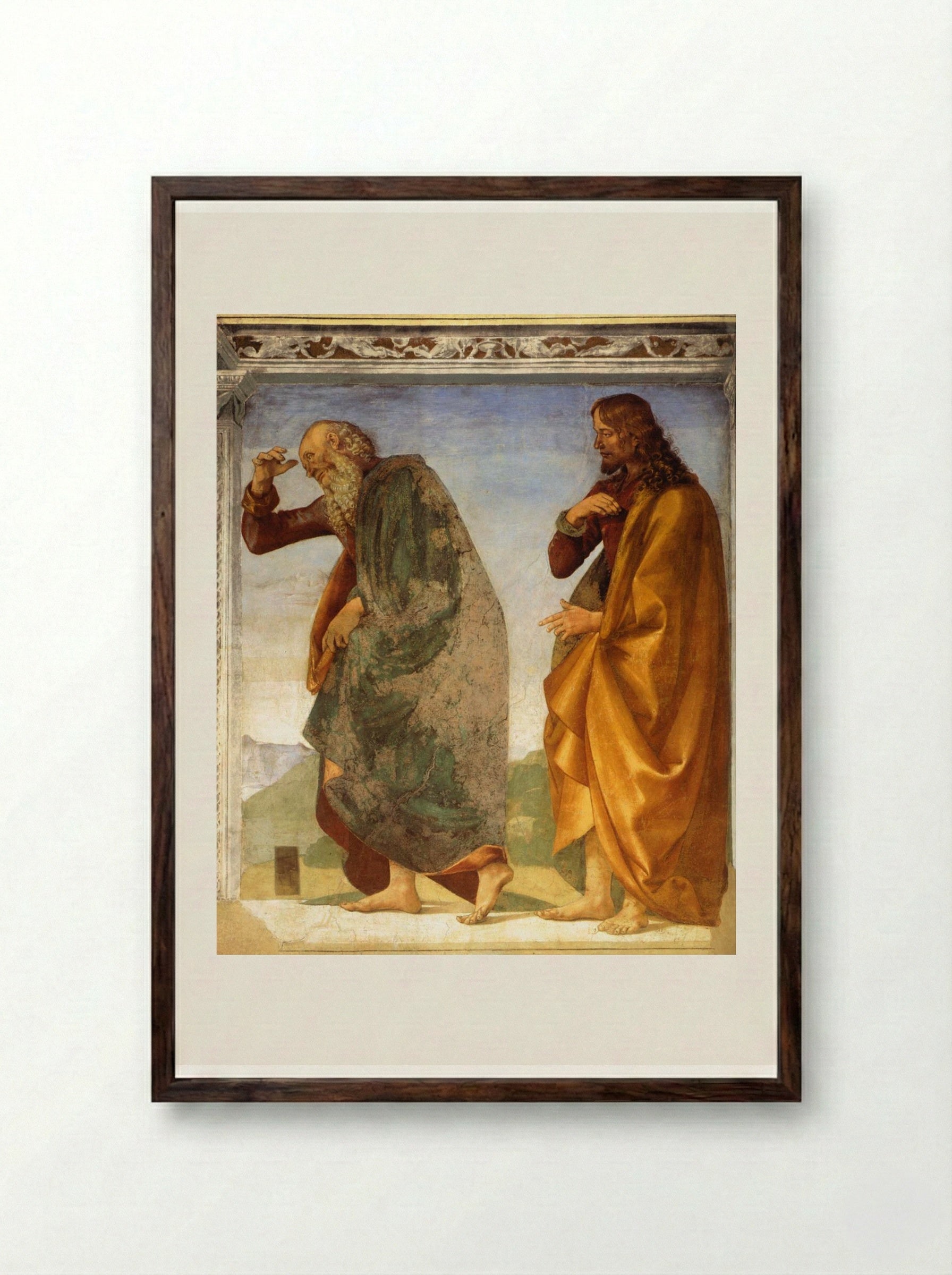 Pair of Apostles in Dispute - Luca Signorelli - Framed Print Dark Wood