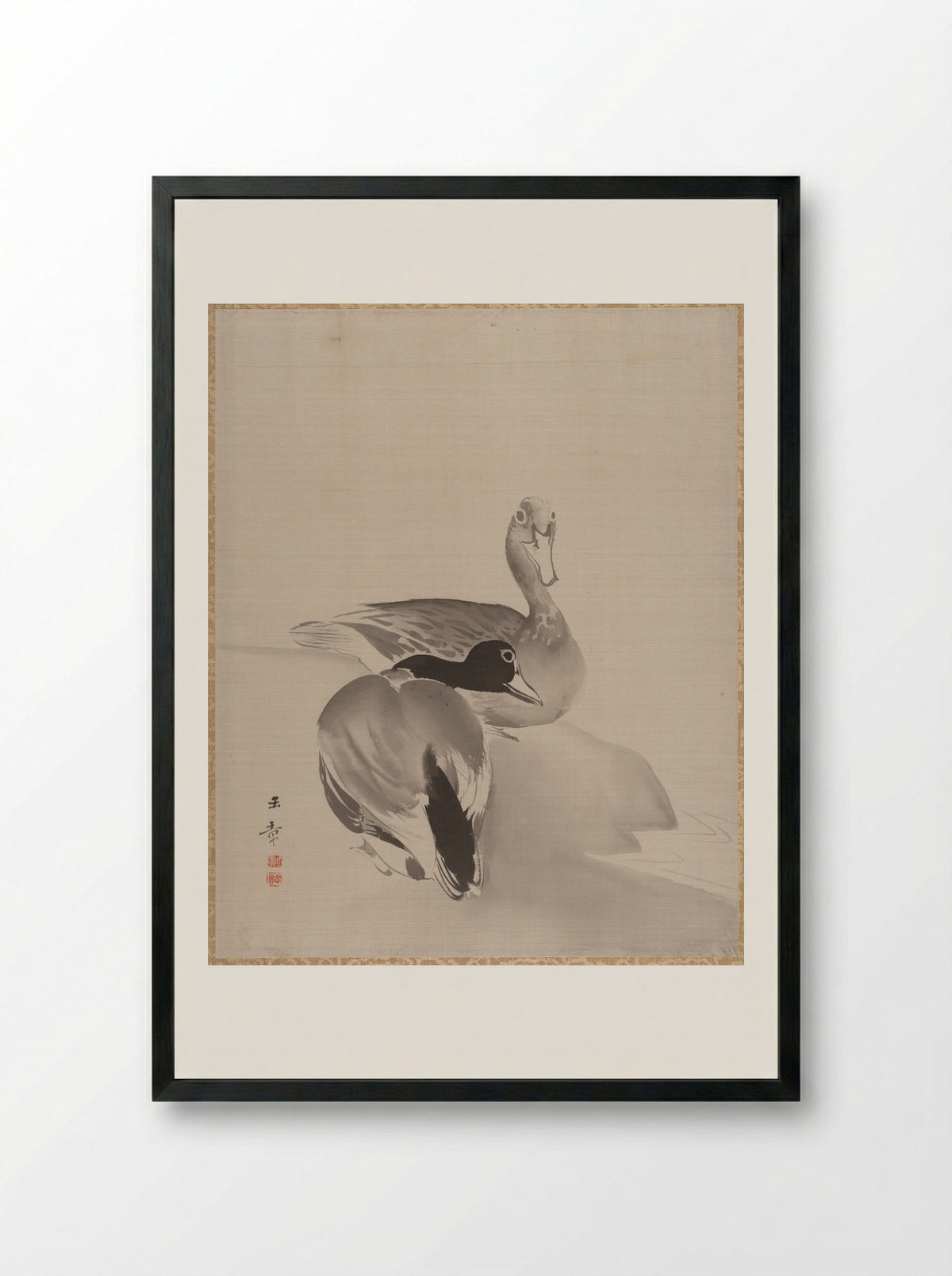 Pair of Ducks - Kawabata Gyokushō - Framed Print Black