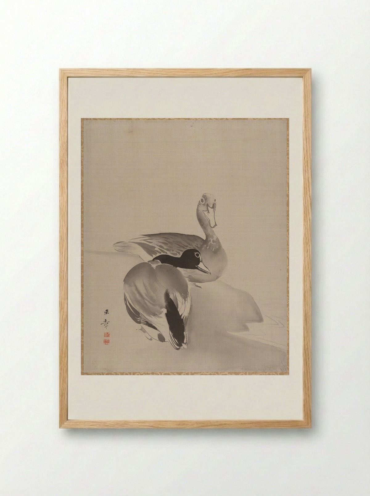 Pair of Ducks - Kawabata Gyokushō - Framed Print Wood