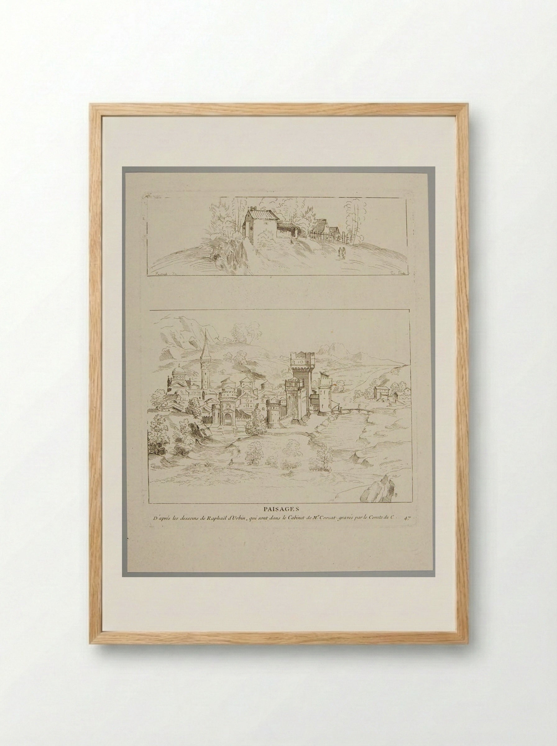 Paisages (After Raphael) - Anne Claude Philippe de Thubières, comte de Caylus - Framed Print Wood