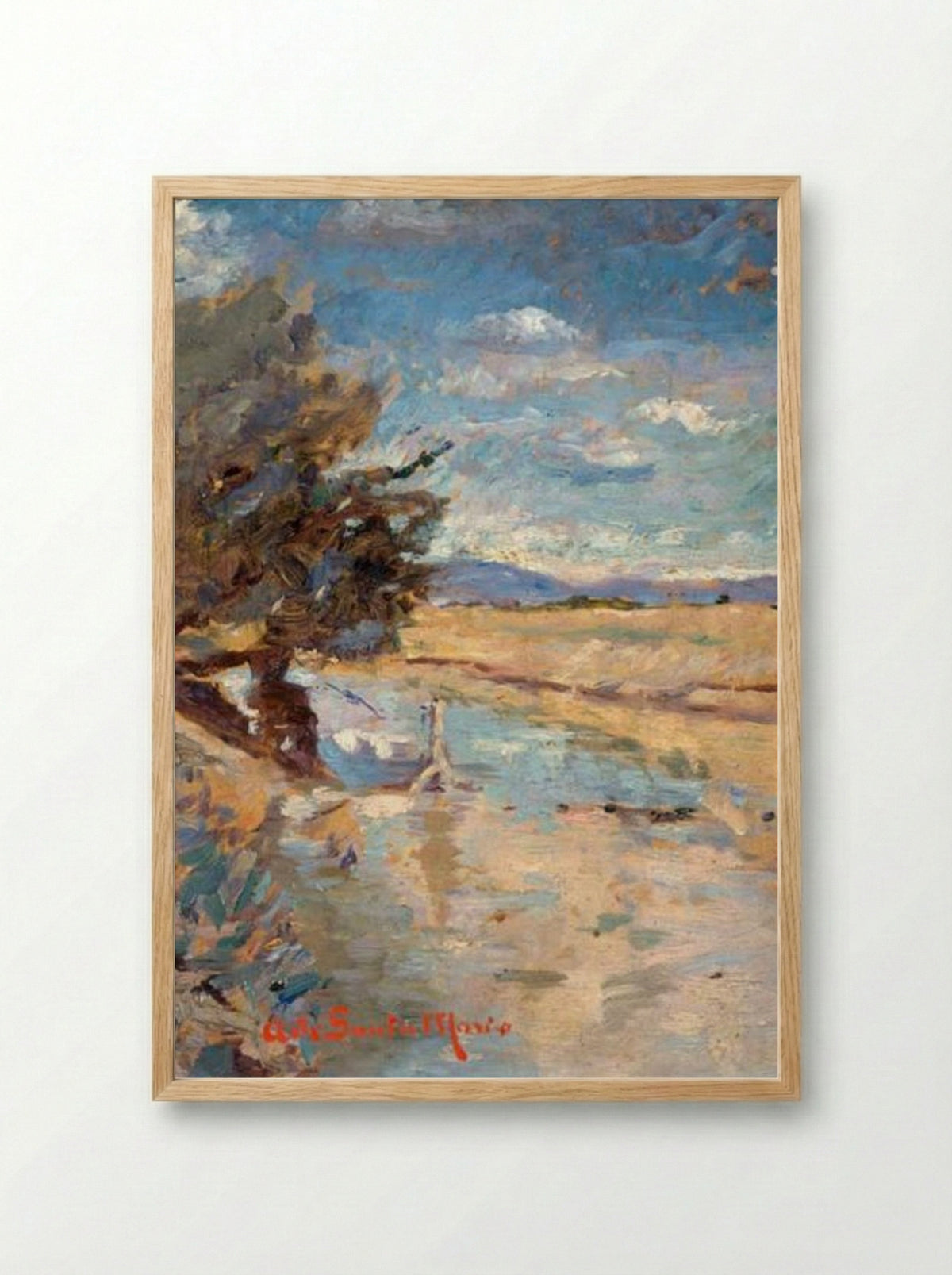 Paisaje (Study of Field and Stream) - Andres de Santa Maria - Framed Print Wood