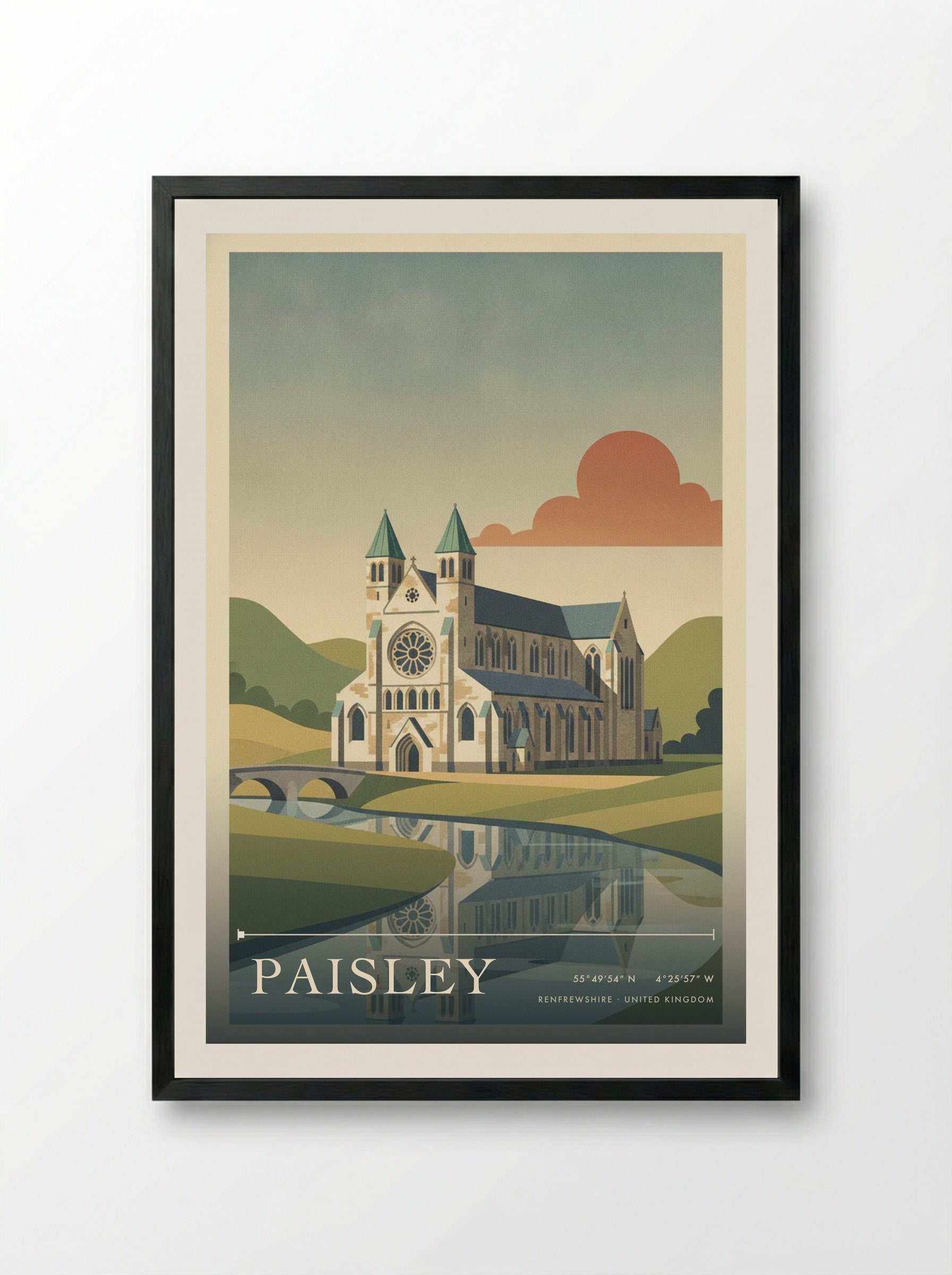Paisley Renfrewshire United Kingdom Travel Poster - Framed Print Black