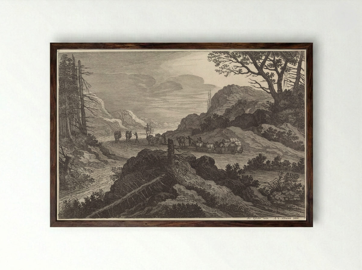 Pakezels op een weg - Pieter Nolpe - Framed Print Dark Wood