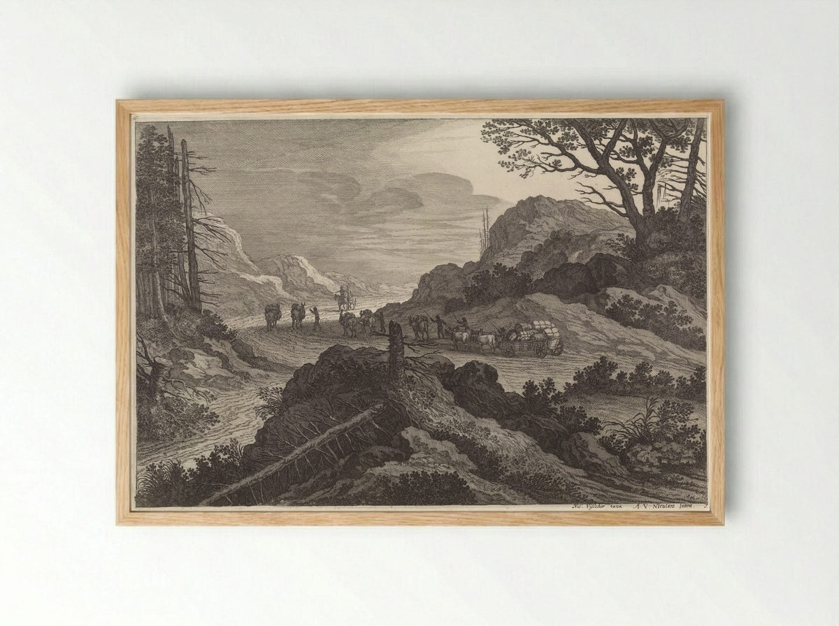 Pakezels op een weg - Pieter Nolpe - Framed Print Wood