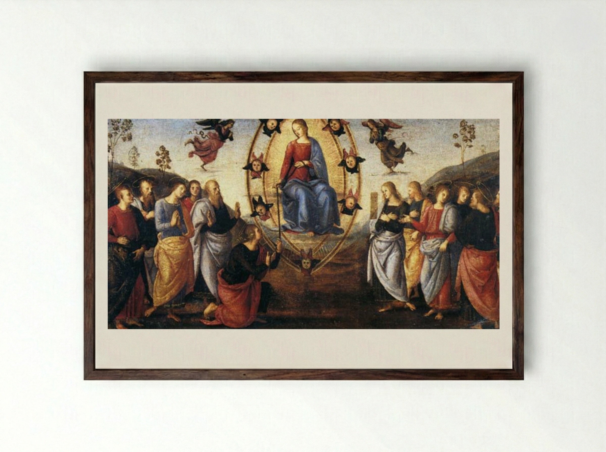 Pala di Fano (Assumption of the Virgin) - Pietro Perugino - Framed Print Dark Wood