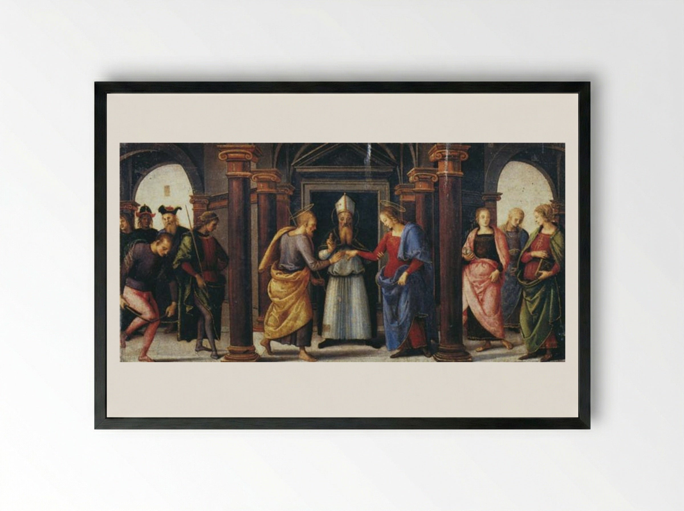 Pala di Fano (Marriage of the Virgin) - Pietro Perugino - Framed Print Black
