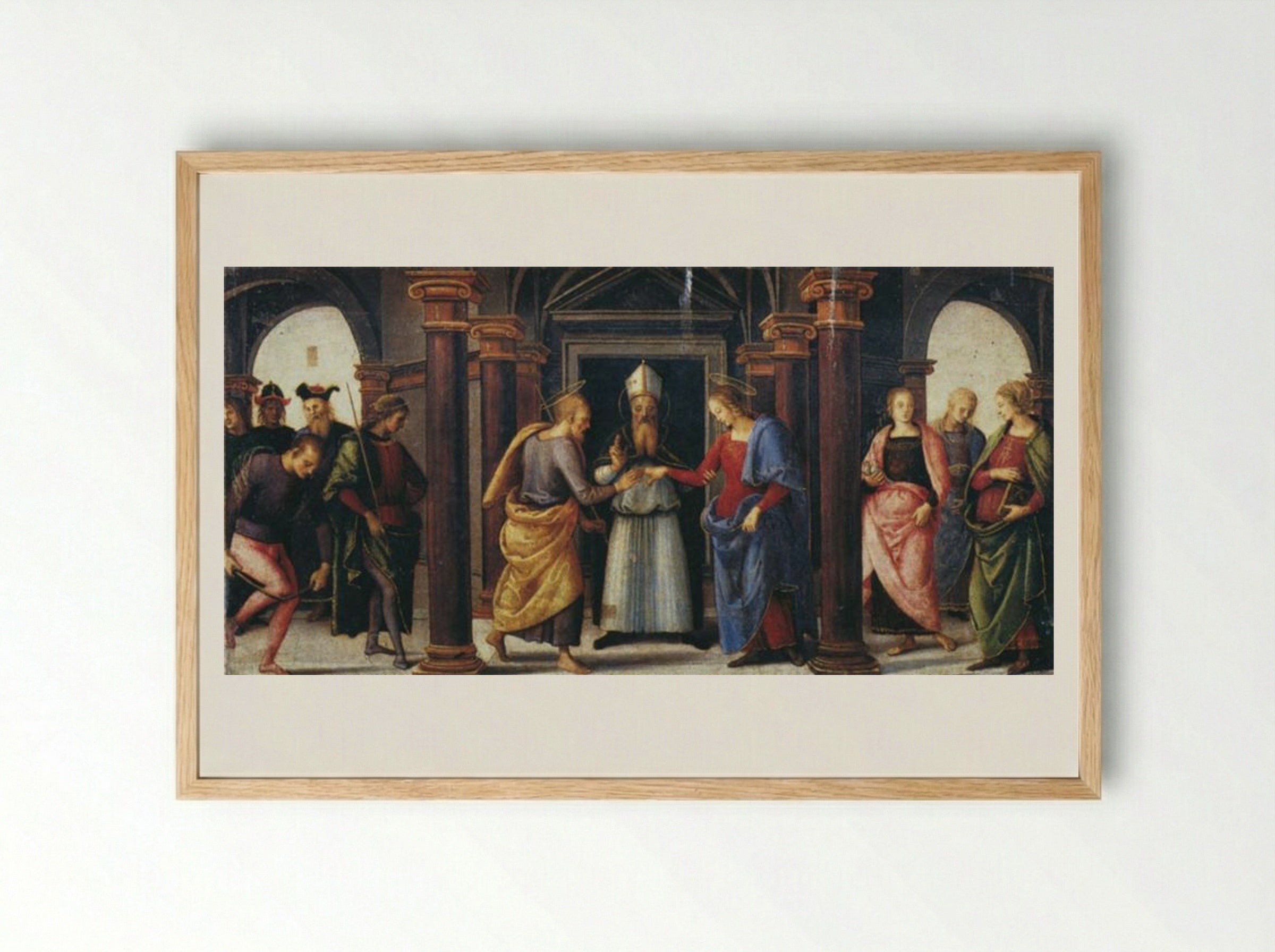 Pala di Fano (Marriage of the Virgin) - Pietro Perugino - Framed Print Wood