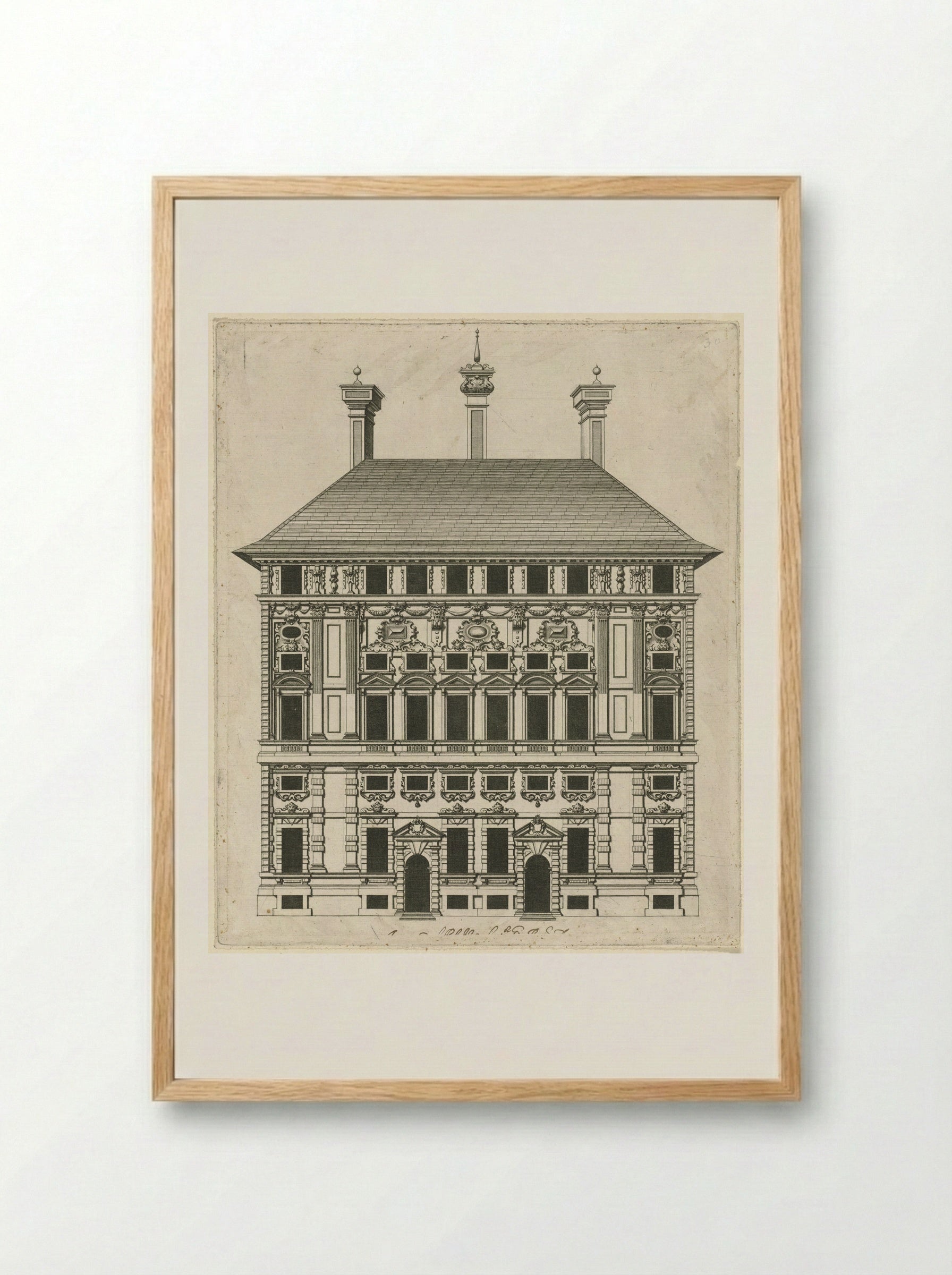 Palazzo Cattaneo Adorno (Elevation) - Peter Paul Rubens - Framed Print Wood