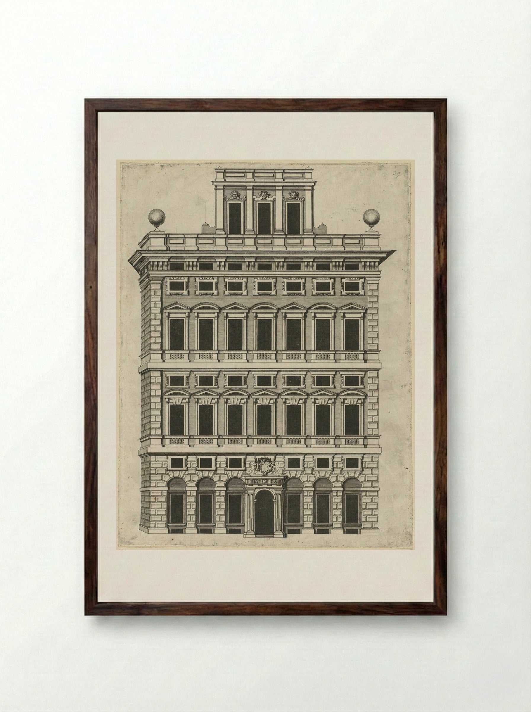 Palazzo Centurione Cambiaso - Peter Paul Rubens - Framed Print Dark Wood