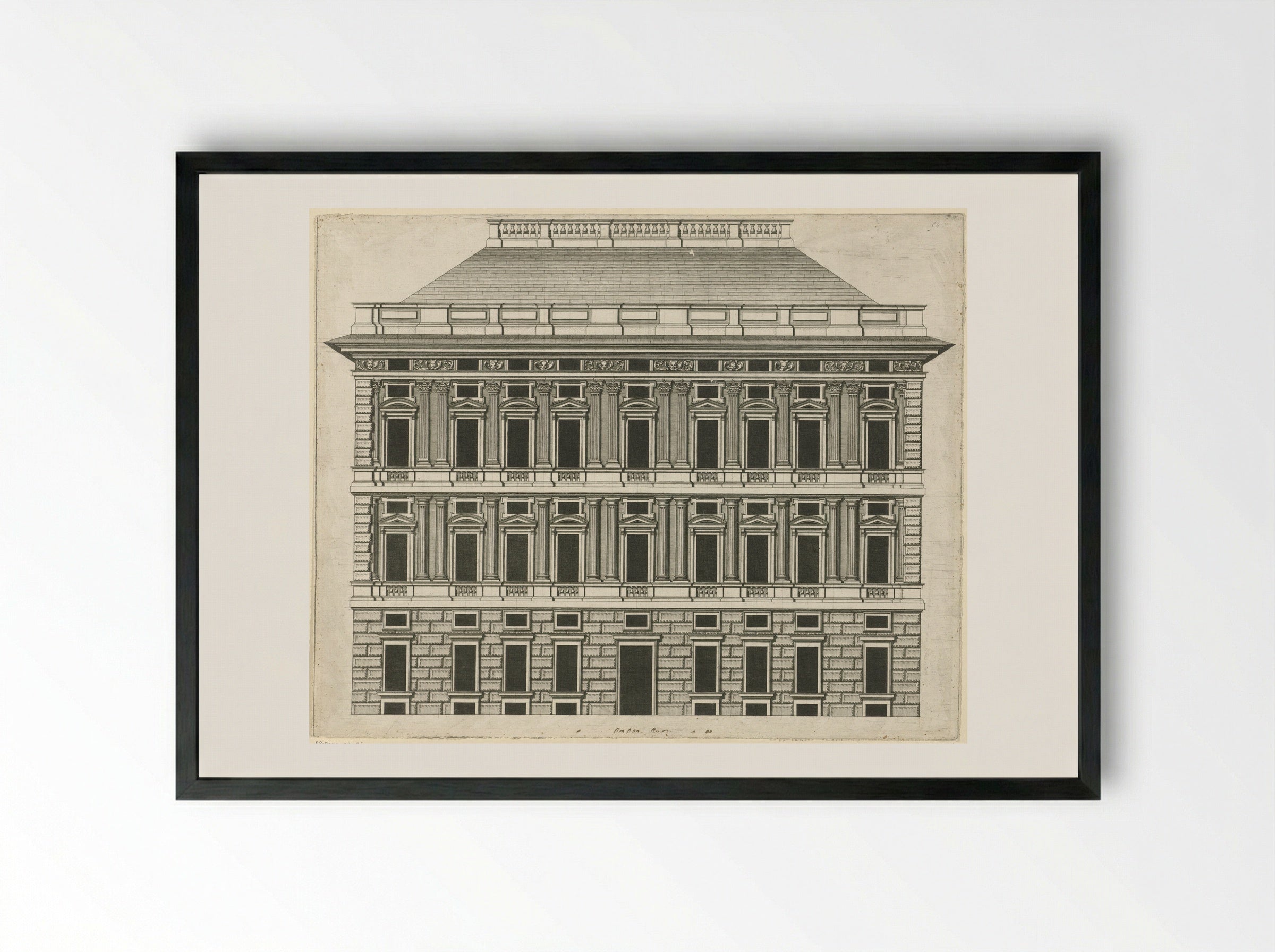 Palazzo Patrone (Elevation) - Peter Paul Rubens - Framed Print Black