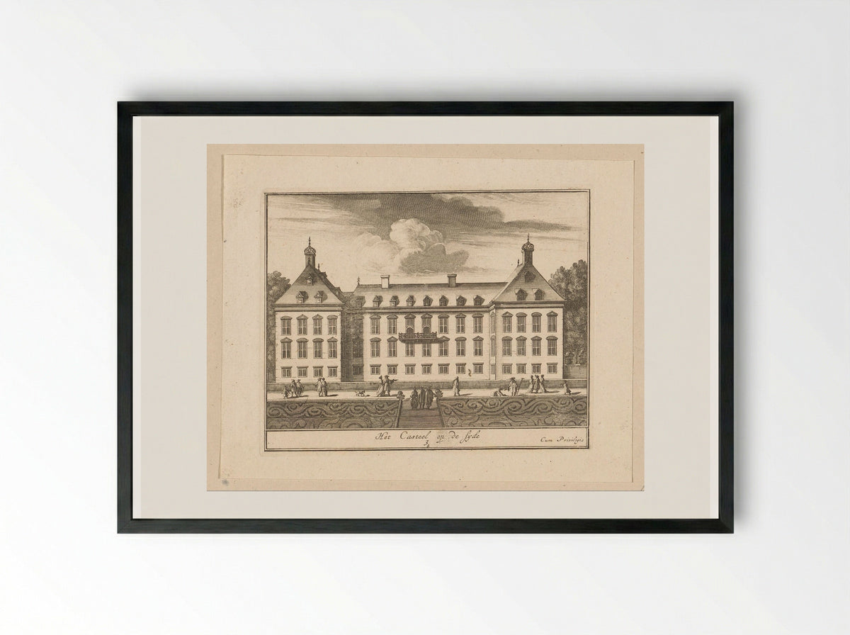 Paleis Honselaarsdijk van de zijkant gezien - Abraham Bloteling - Framed Print Black