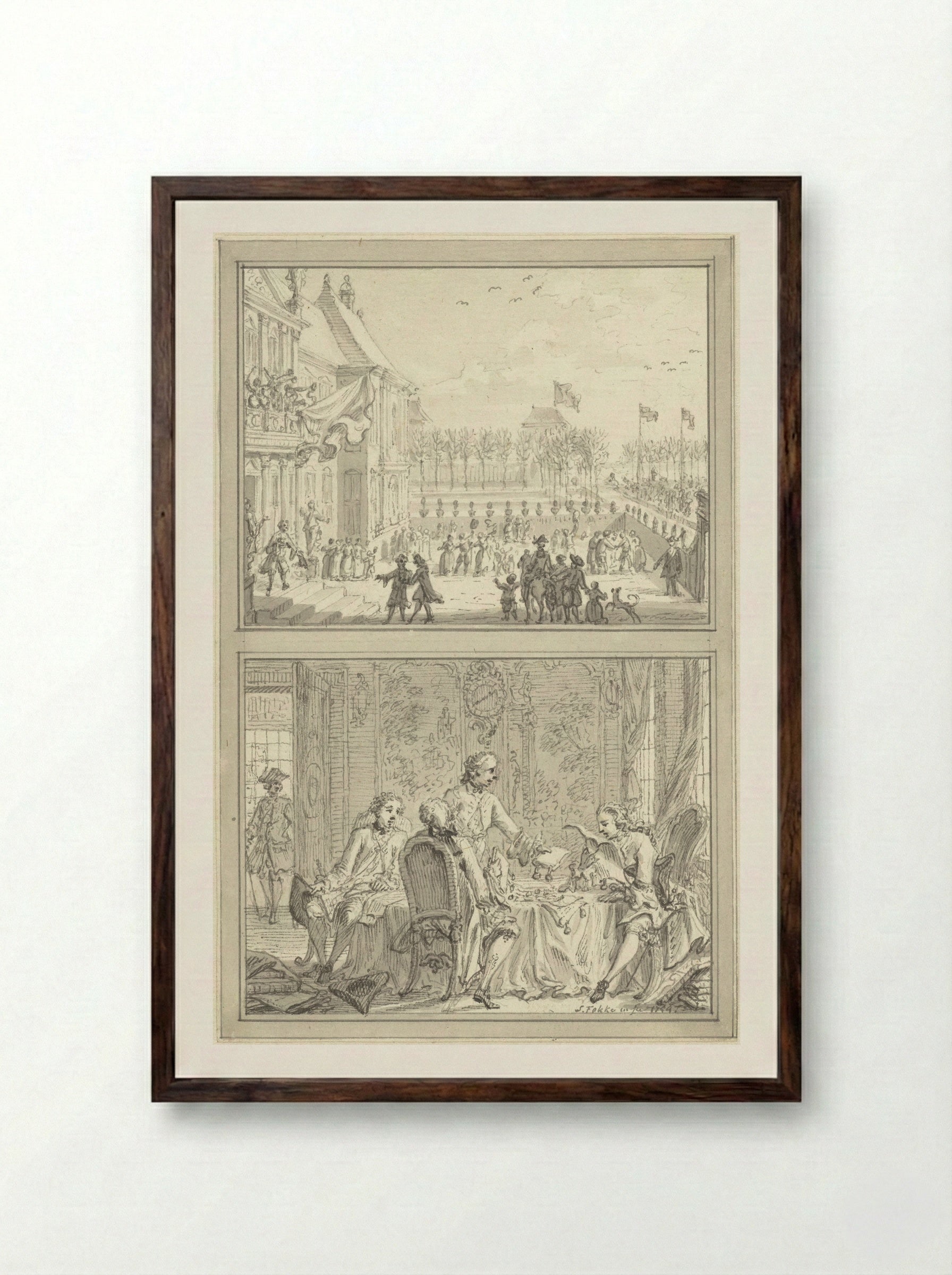 Paleis Honselaarsdijk wisselt van eigenaar - Simon Fokke - Framed Print Dark Wood