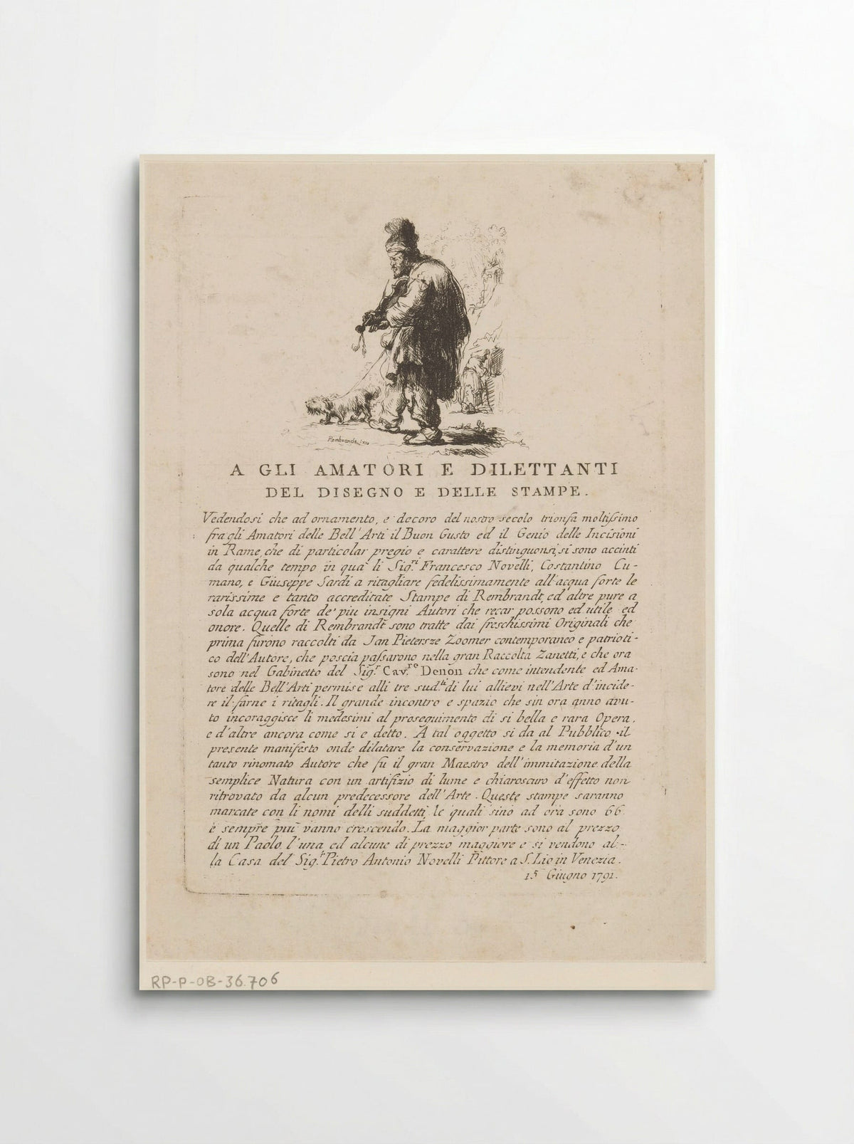 Pamflet met vioolspeler en hond - Francesco Novelli - Poster