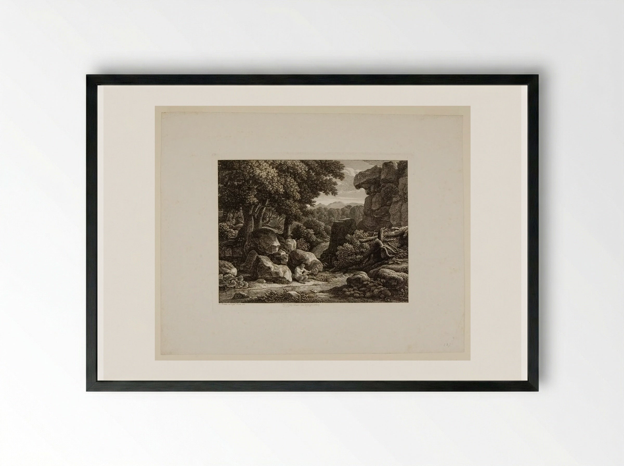 Pan Inventing the Pipe of Reeds - Johann Christian Reinhart - Framed Print Black