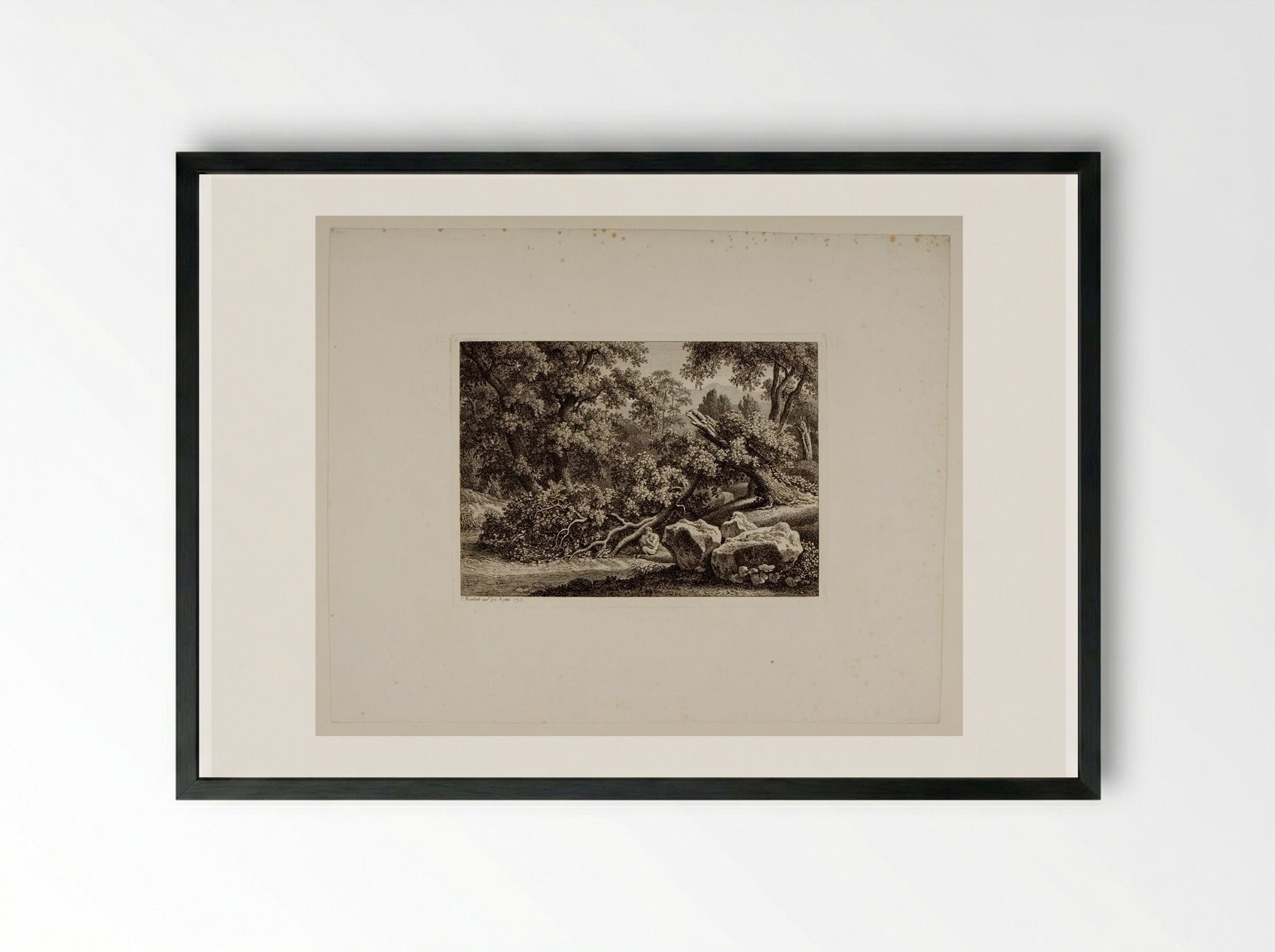 Pan Playing on the Pipe - Johann Christian Reinhart - Framed Print Black