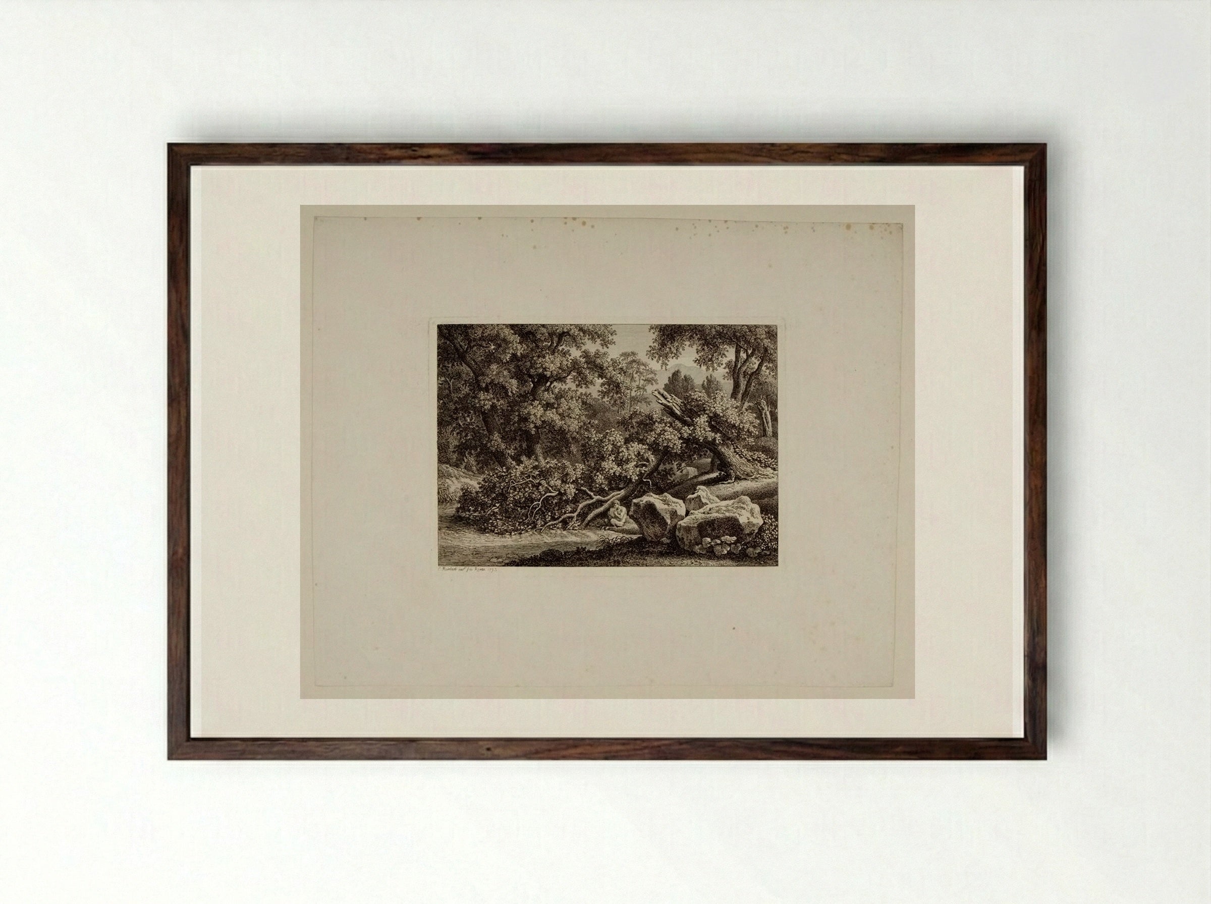 Pan Playing on the Pipe - Johann Christian Reinhart - Framed Print Dark Wood