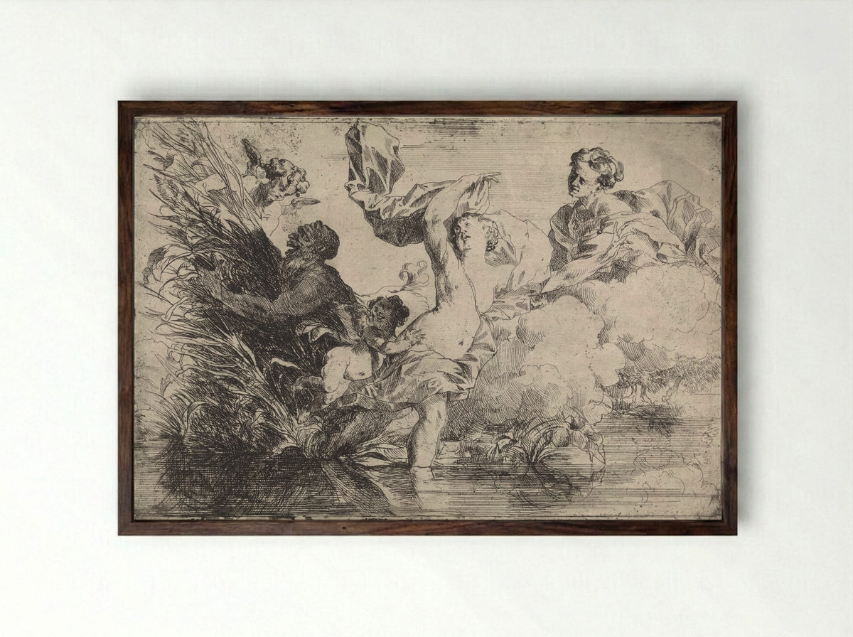 Pan Pursuing a Nymph - Jürgen Ovens - Framed Print Dark Wood