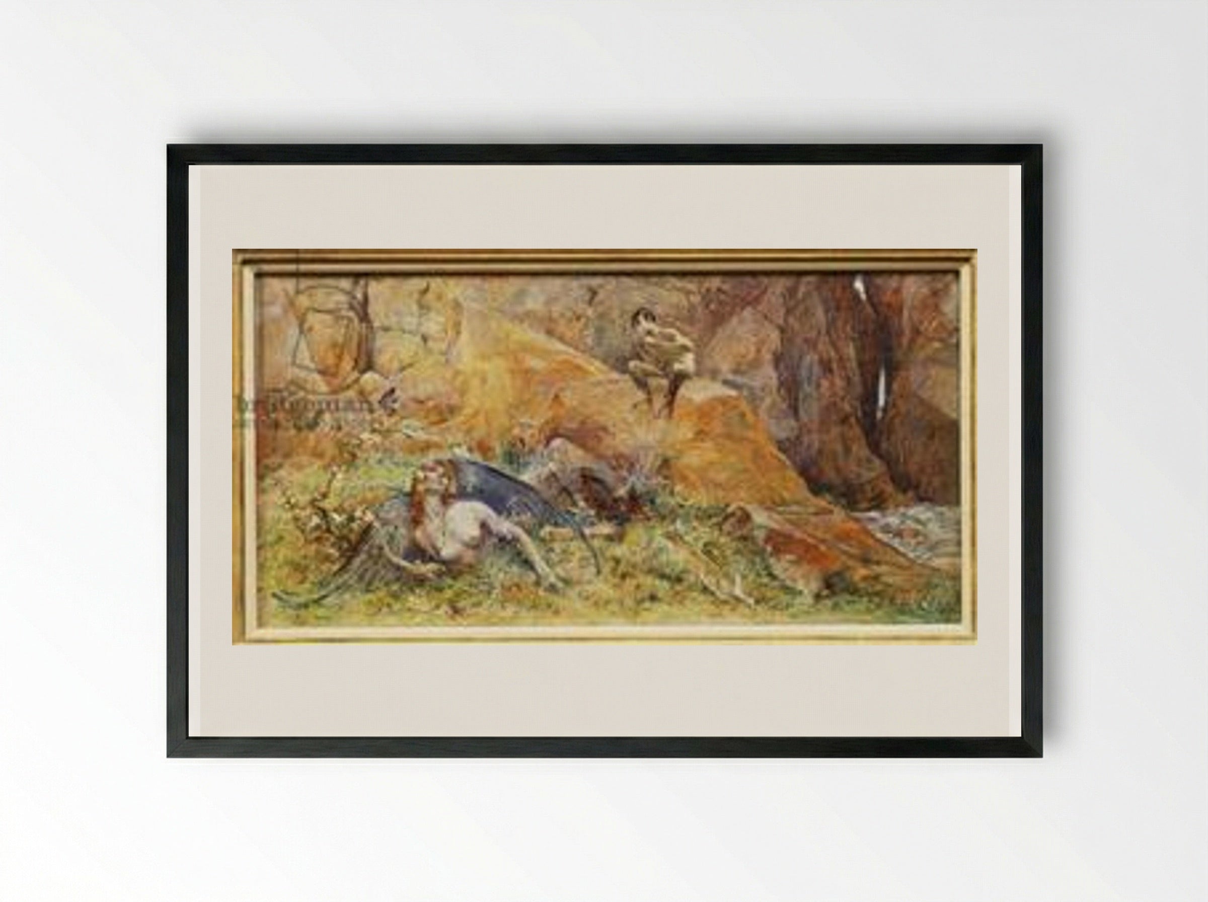 Pan and Chimera - Luc-Olivier Merson - Framed Print Black