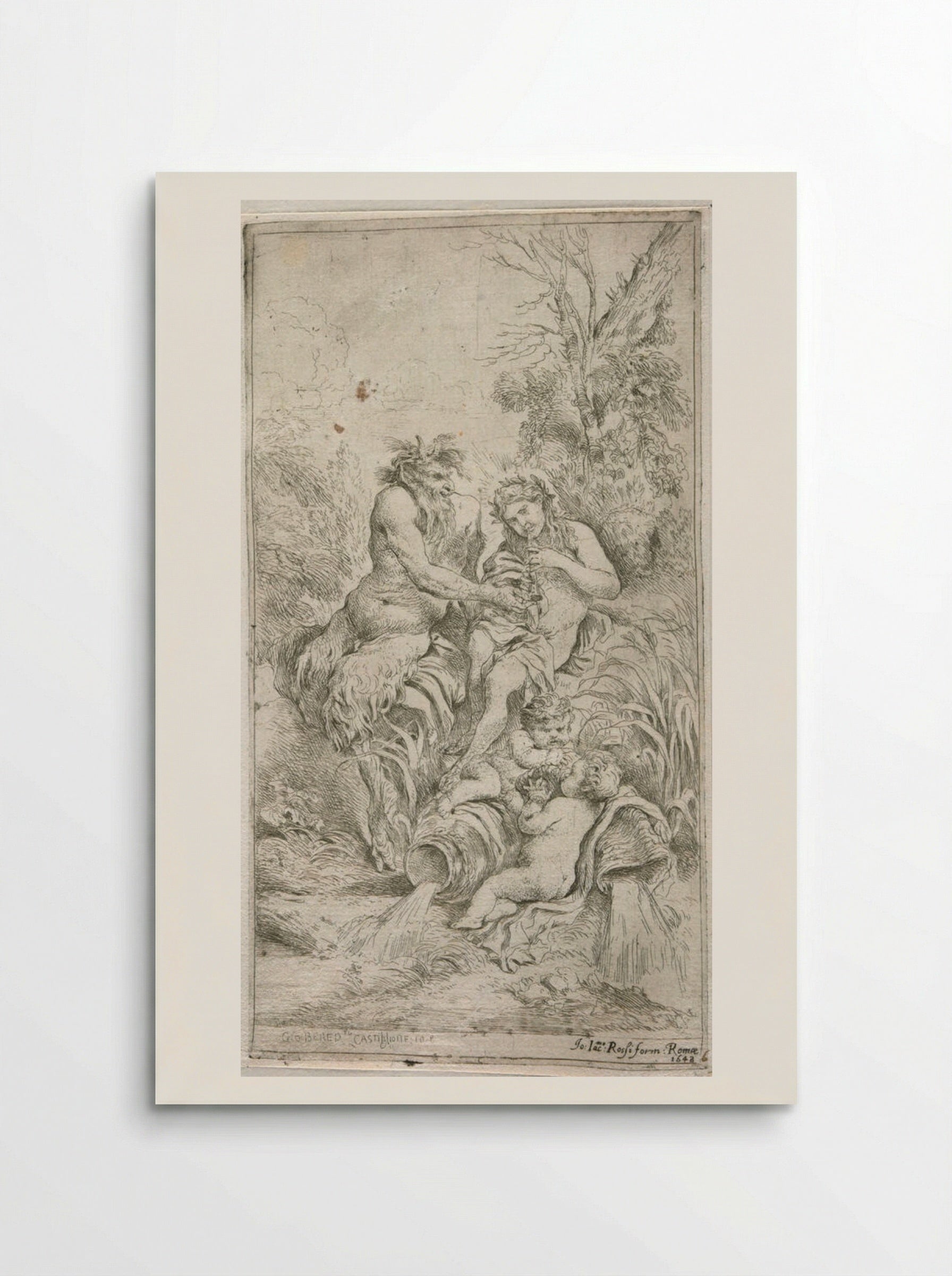 Pan and Olympus - Giovanni Benedetto Castiglione - Poster