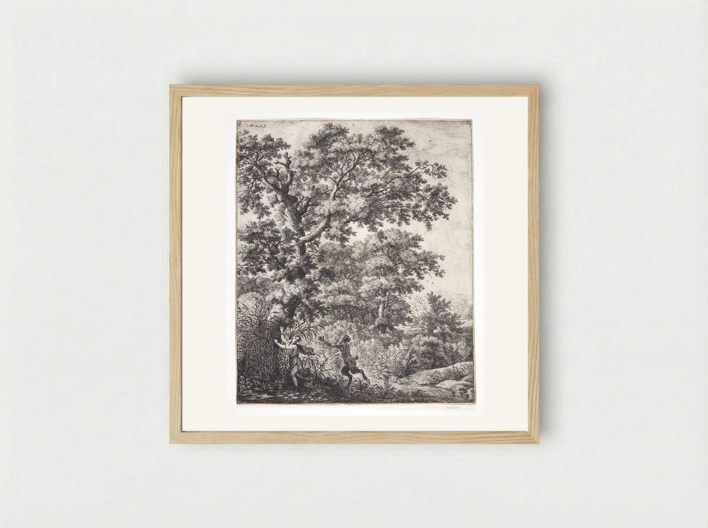 Pan and Syrinx - Anthonie Waterloo - Framed Print Wood