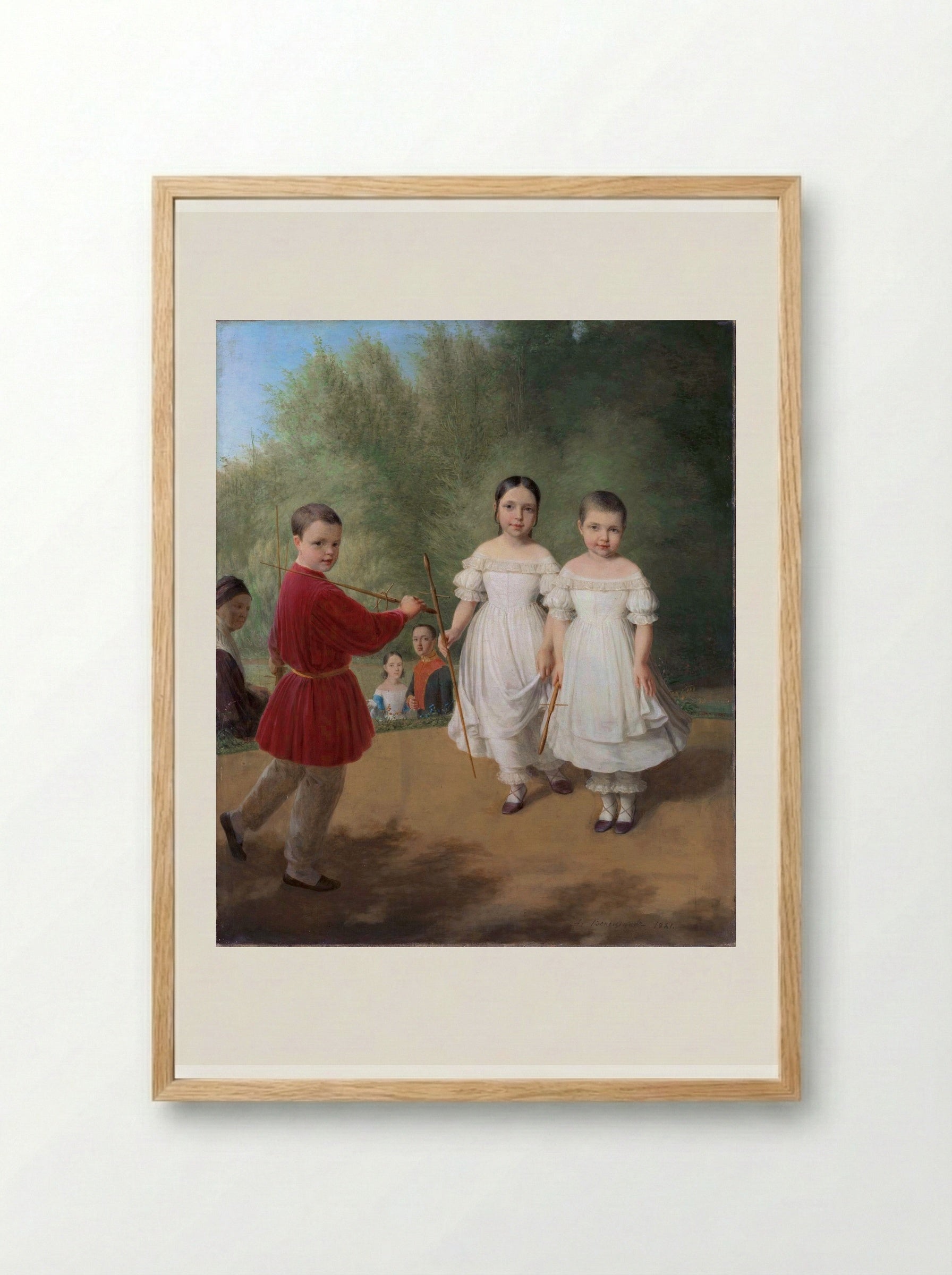 Panaevs Children - Alexey Venetsianov - Framed Print Wood