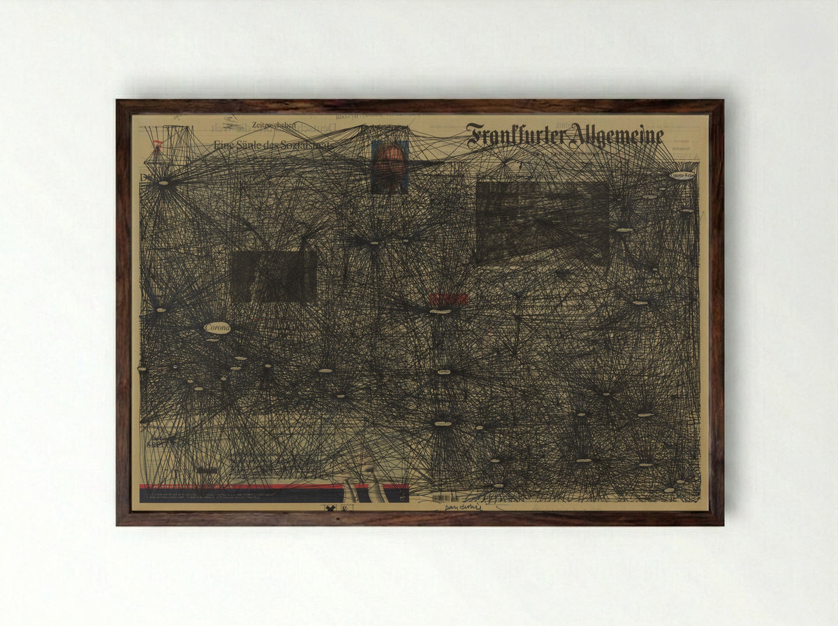Pandemie Astraal (World Wide Web) - Kees de Goede - Framed Print Dark Wood