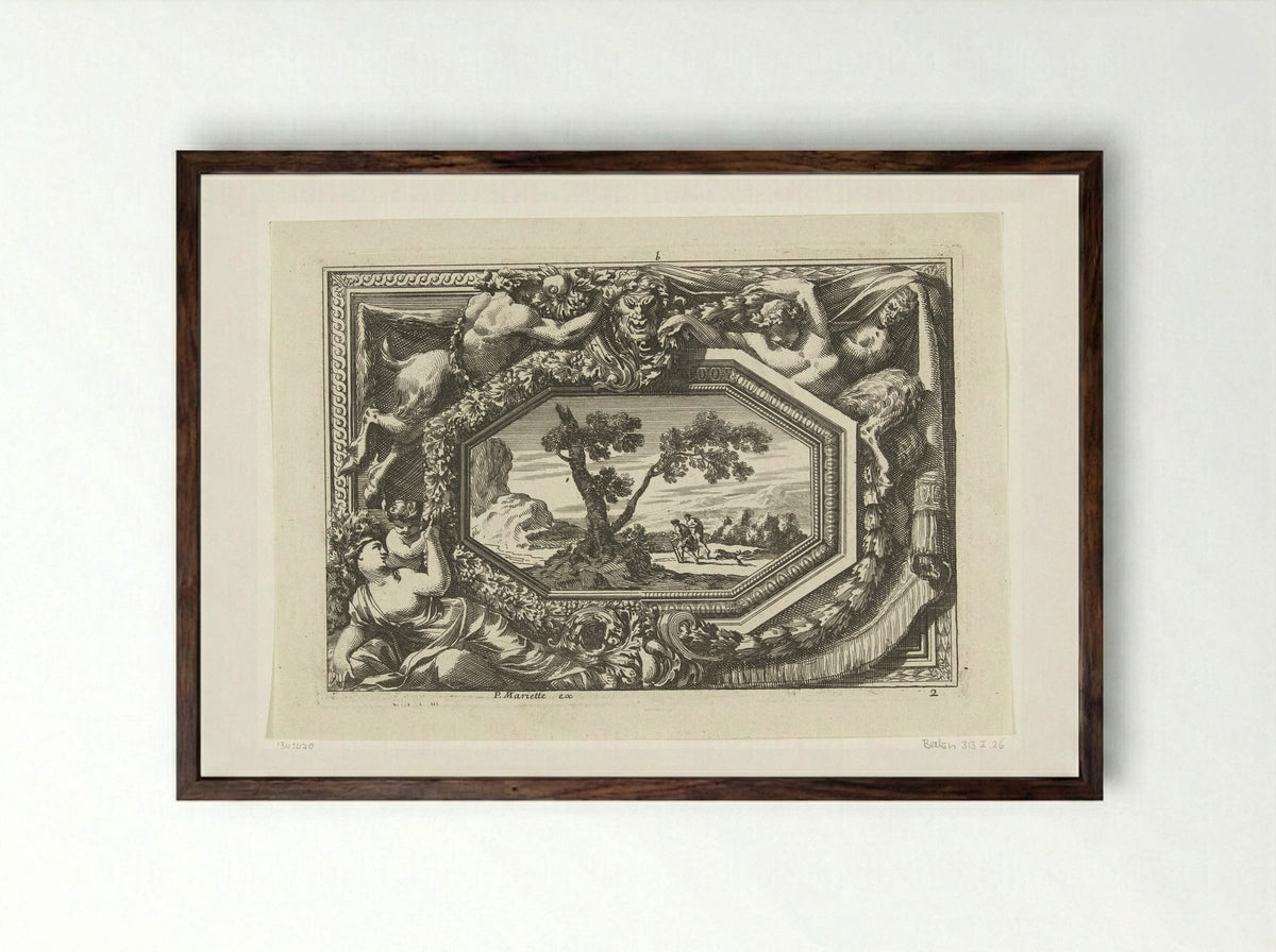 Paneel met achthoekig schilderij - Jean Lepautre - Framed Print Dark Wood