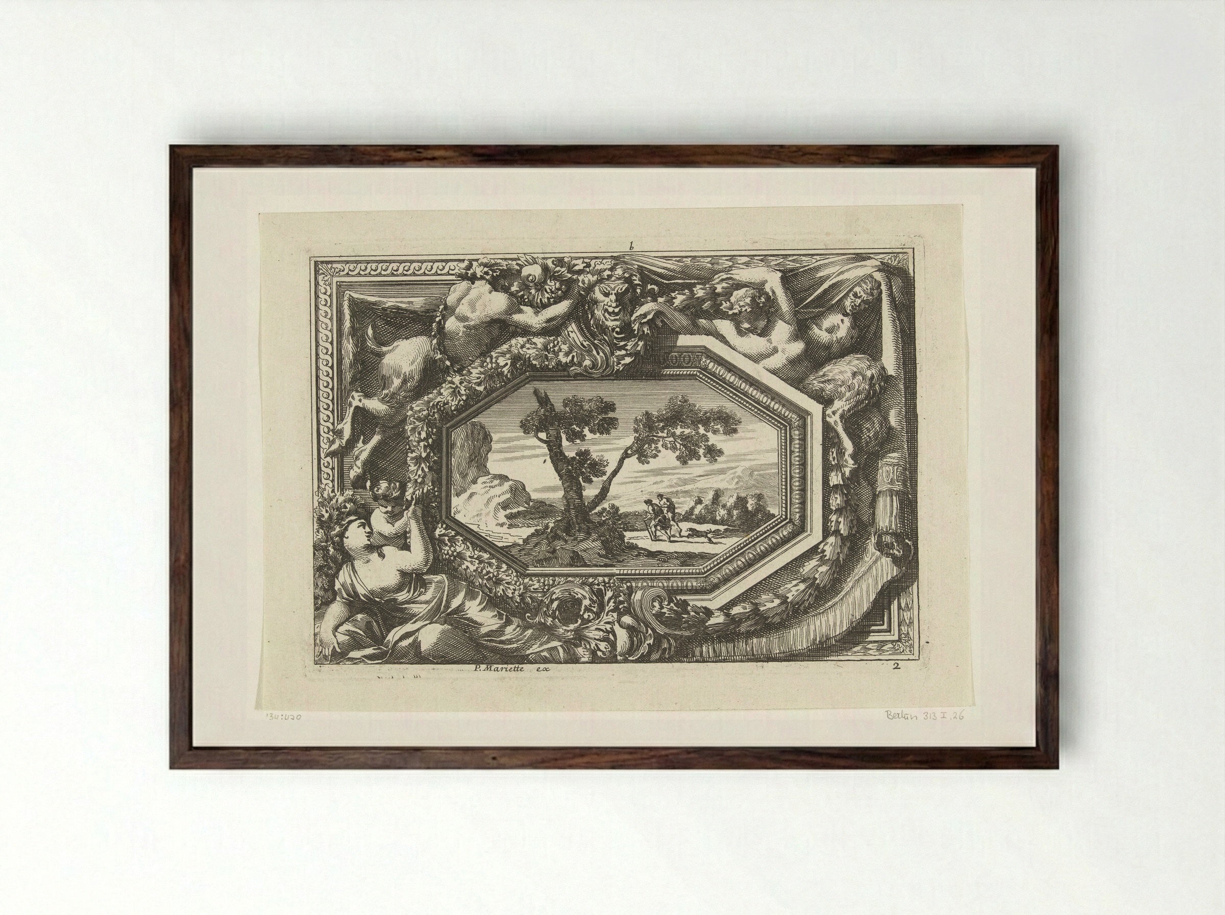 Paneel met achthoekig schilderij - Jean Lepautre - Framed Print Dark Wood