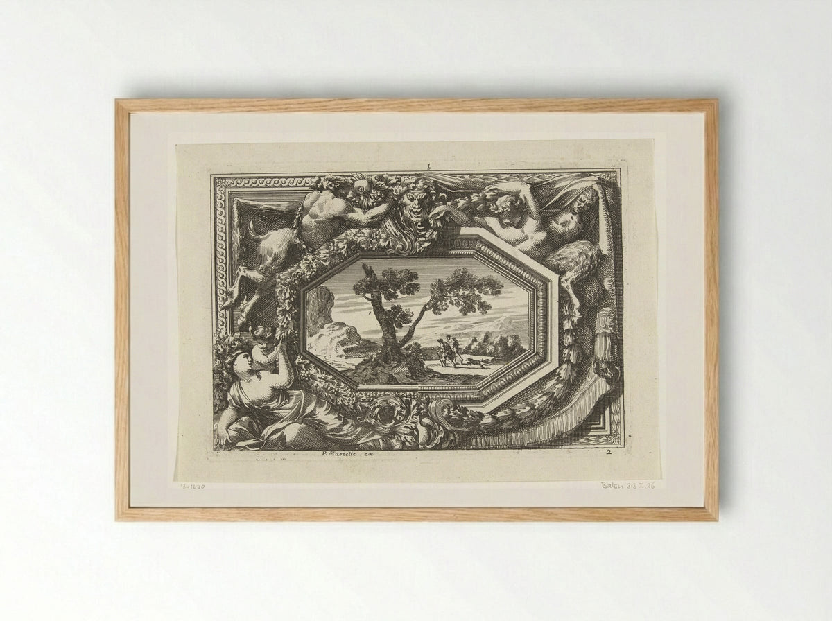 Paneel met achthoekig schilderij - Jean Lepautre - Framed Print Wood