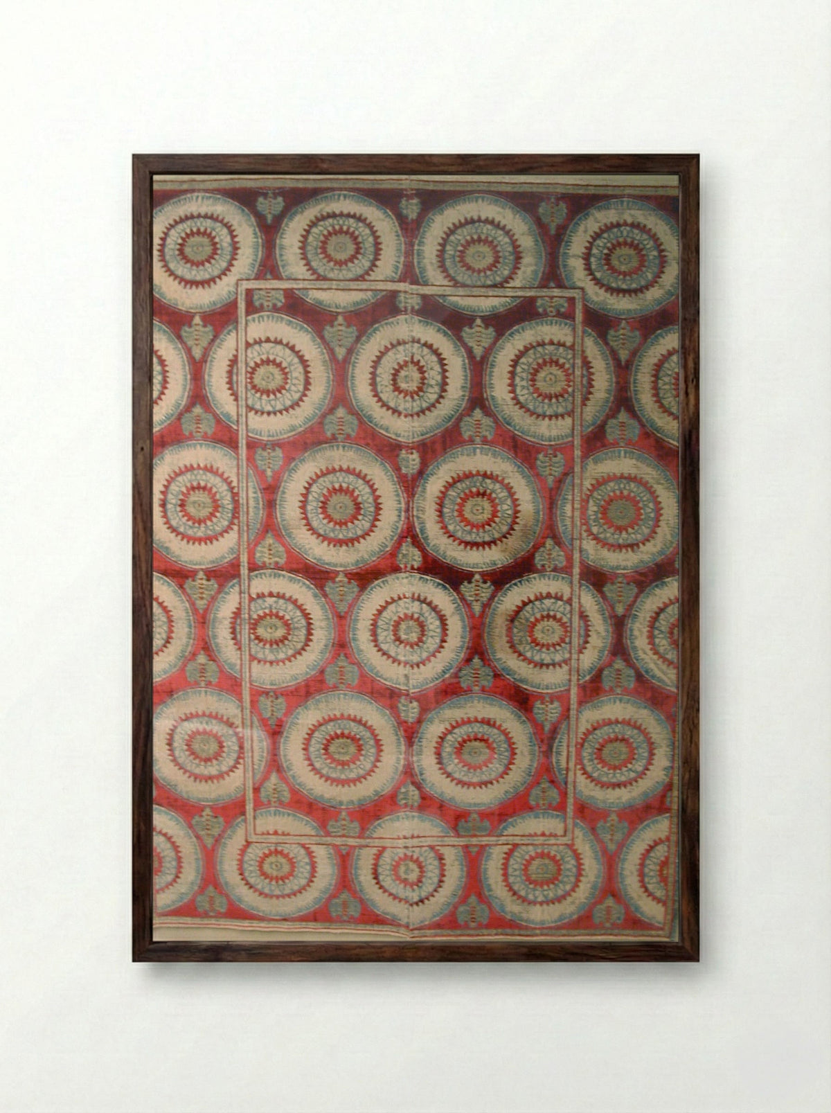 Panel Comprising Two Loom Widths - Fine Art Print - Framed Print Dark Wood