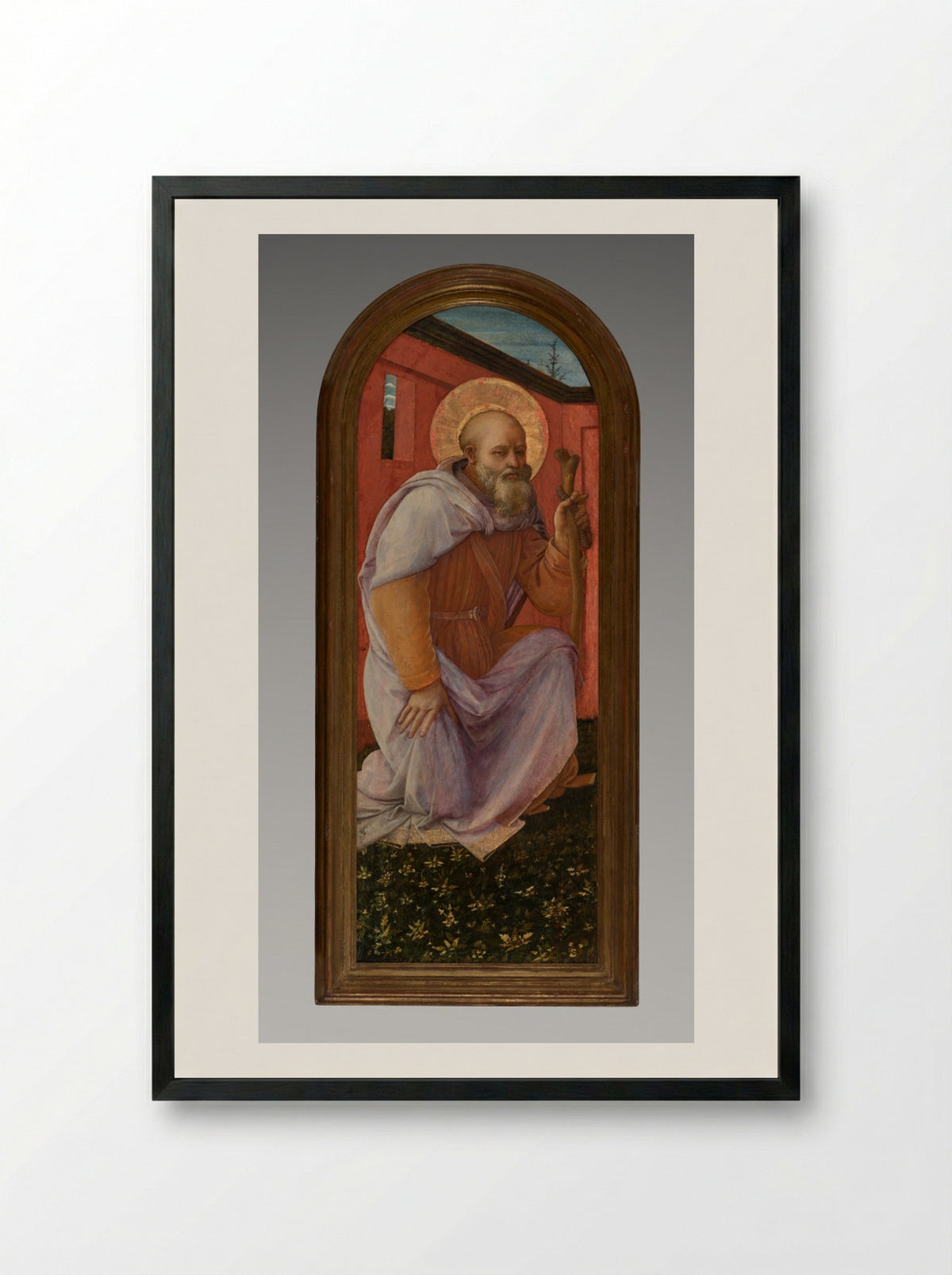 Panel from a Triptych: St. Anthony Abbot - Fra Filippo Lippi - Framed Print Black