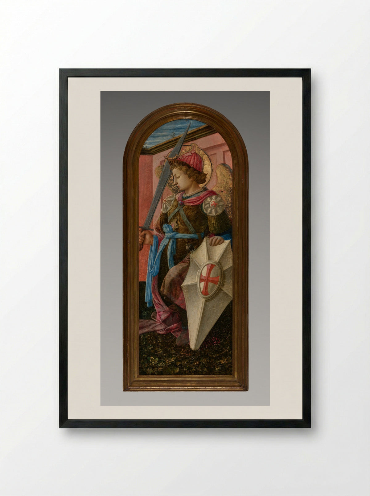 Panel from a Triptych: The Archangel Michael - Fra Filippo Lippi - Framed Print Black