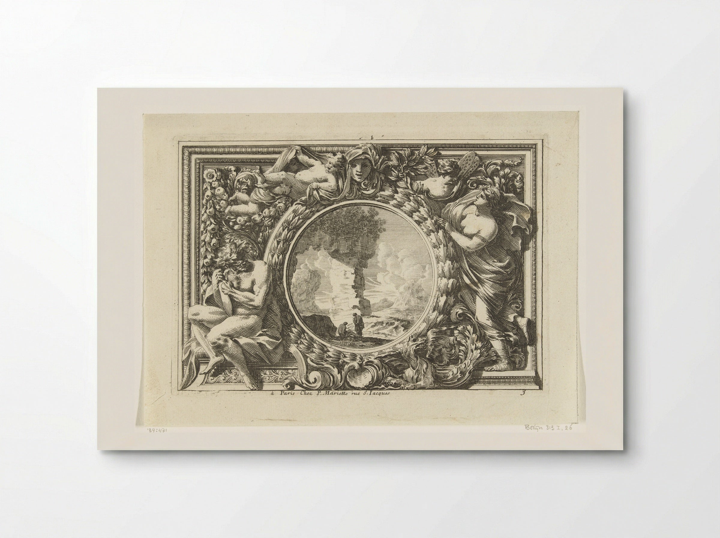 Panel with Landscape in Medallion - Jean Lepautre - Poster