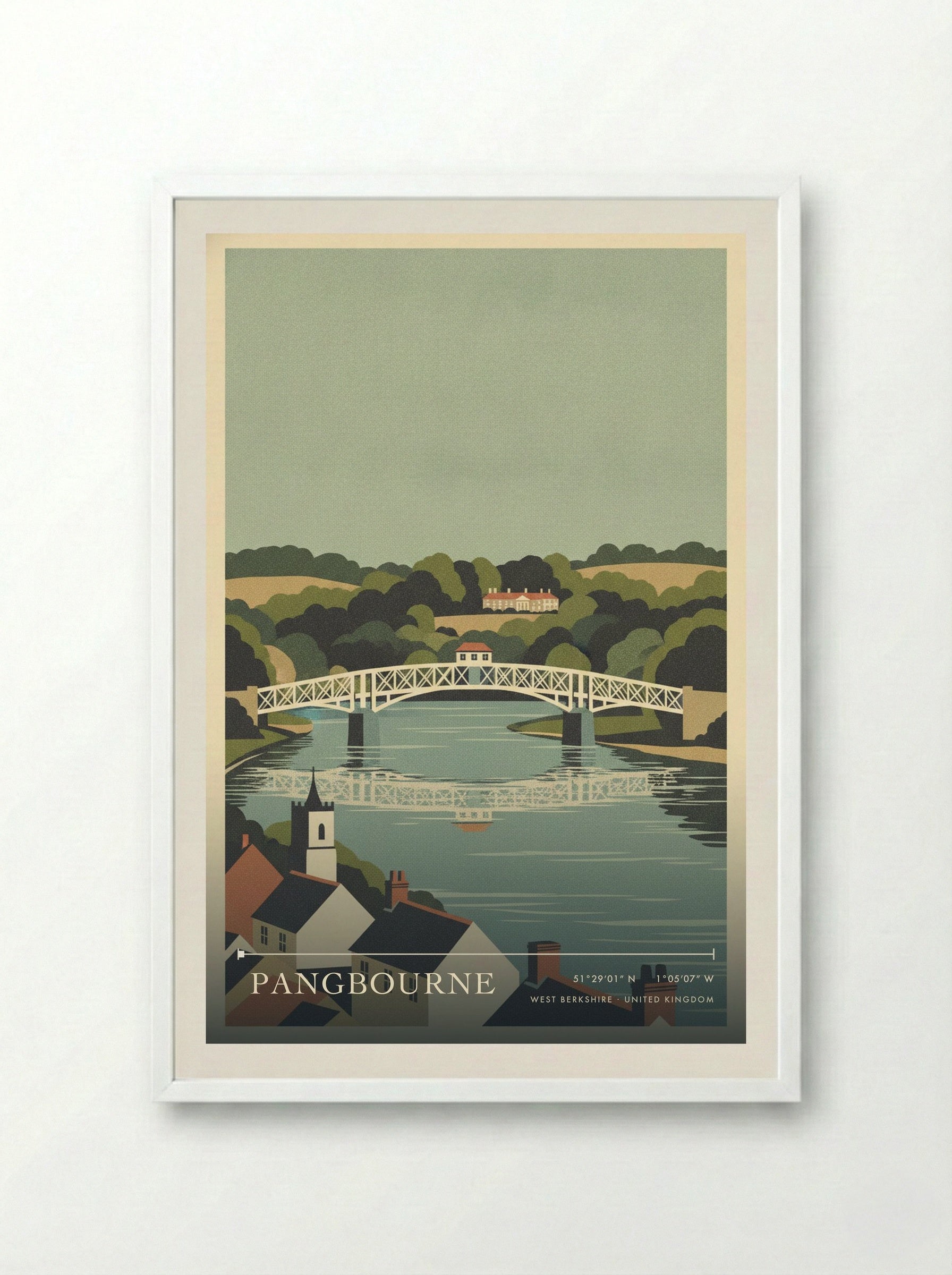 Pangbourne West Berkshire United Kingdom Travel Poster - Framed Print White