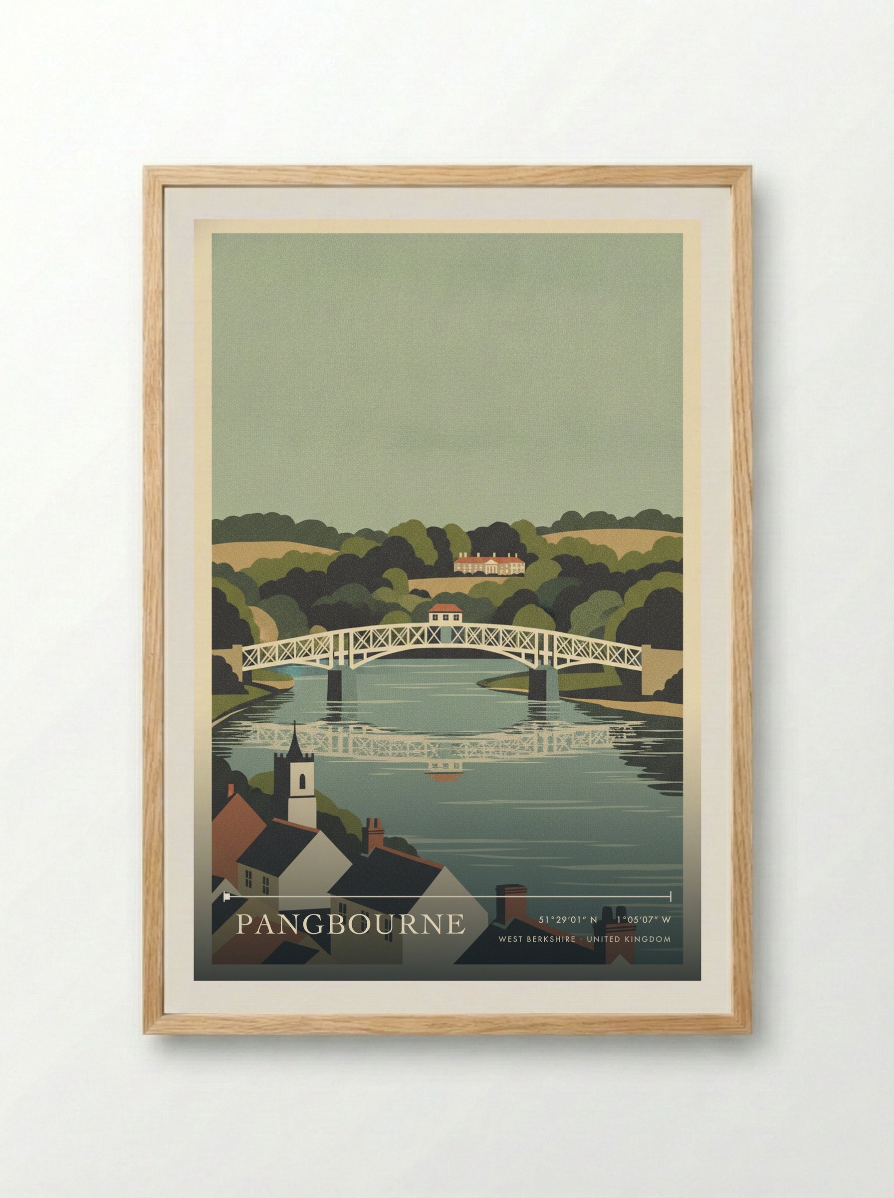 Pangbourne West Berkshire United Kingdom Travel Poster - Framed Print Wood
