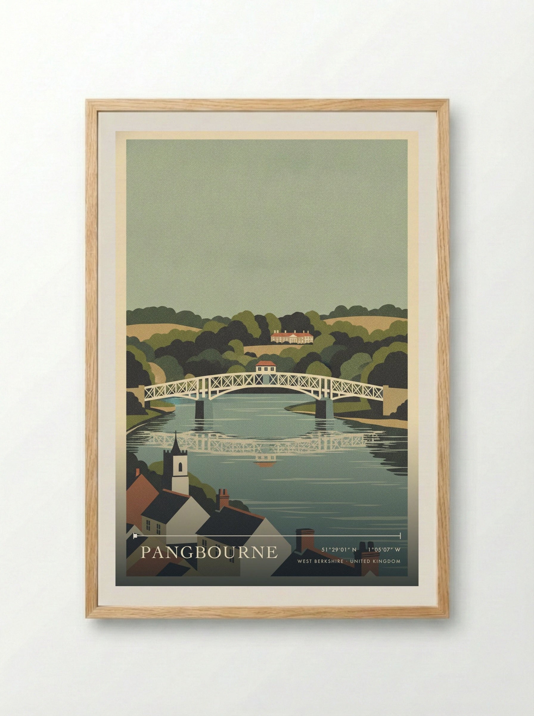 Pangbourne West Berkshire United Kingdom Travel Poster - Framed Print Wood