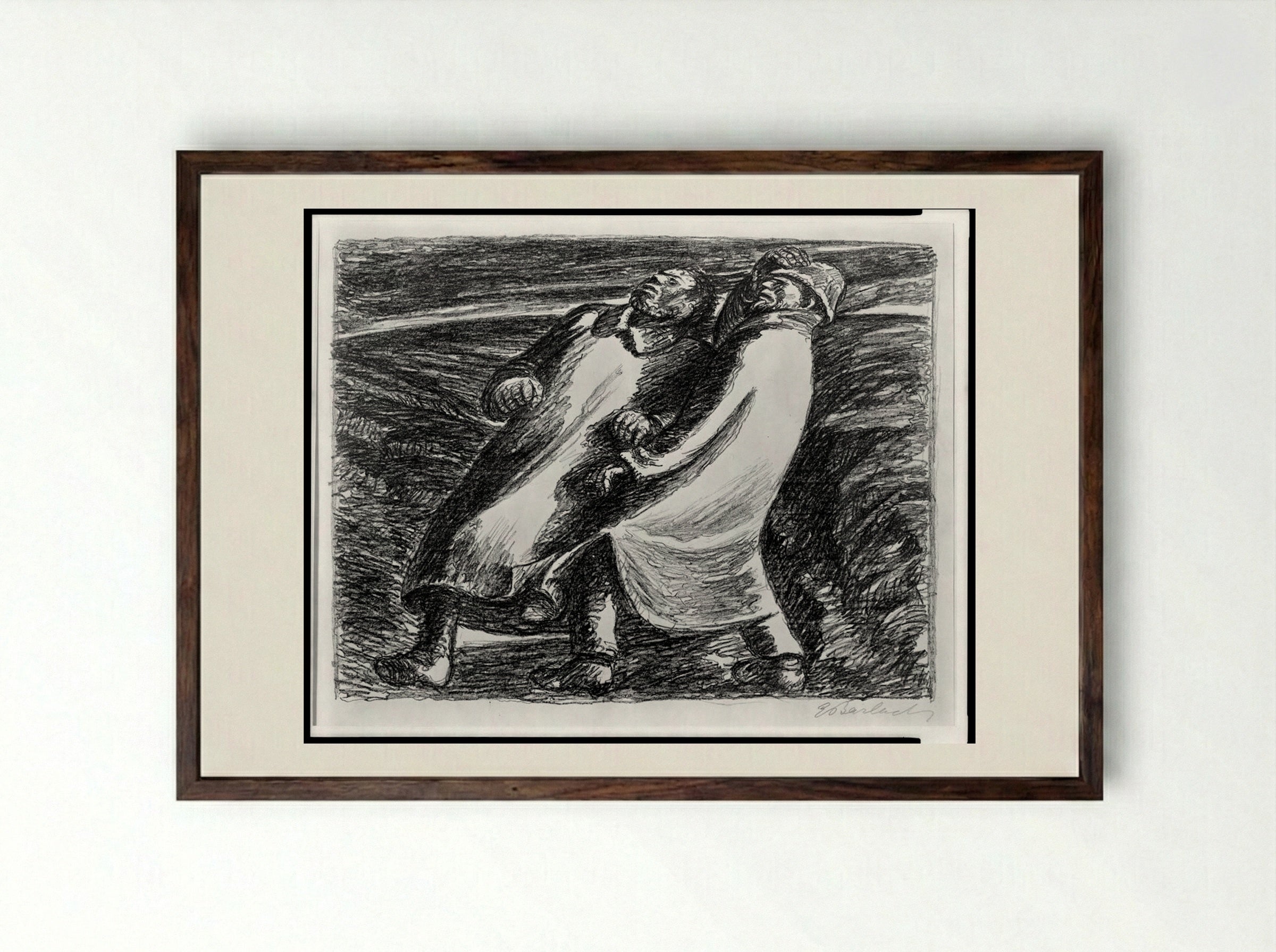 Panicked Fright - Ernst Barlach - Framed Print Dark Wood